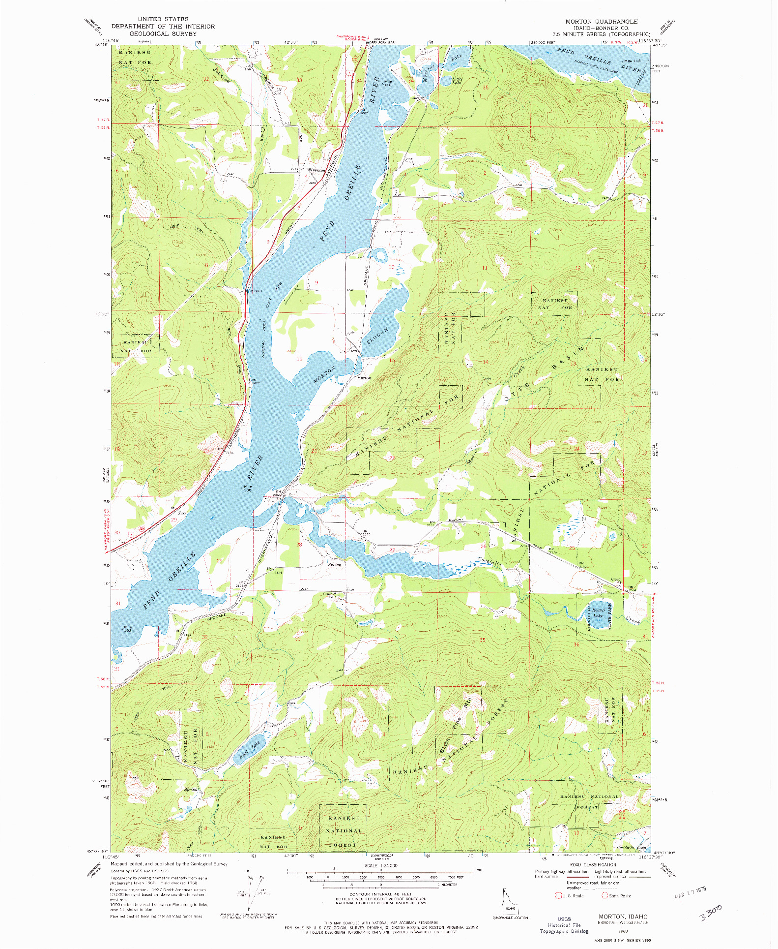 USGS 1:24000-SCALE QUADRANGLE FOR MORTON, ID 1968