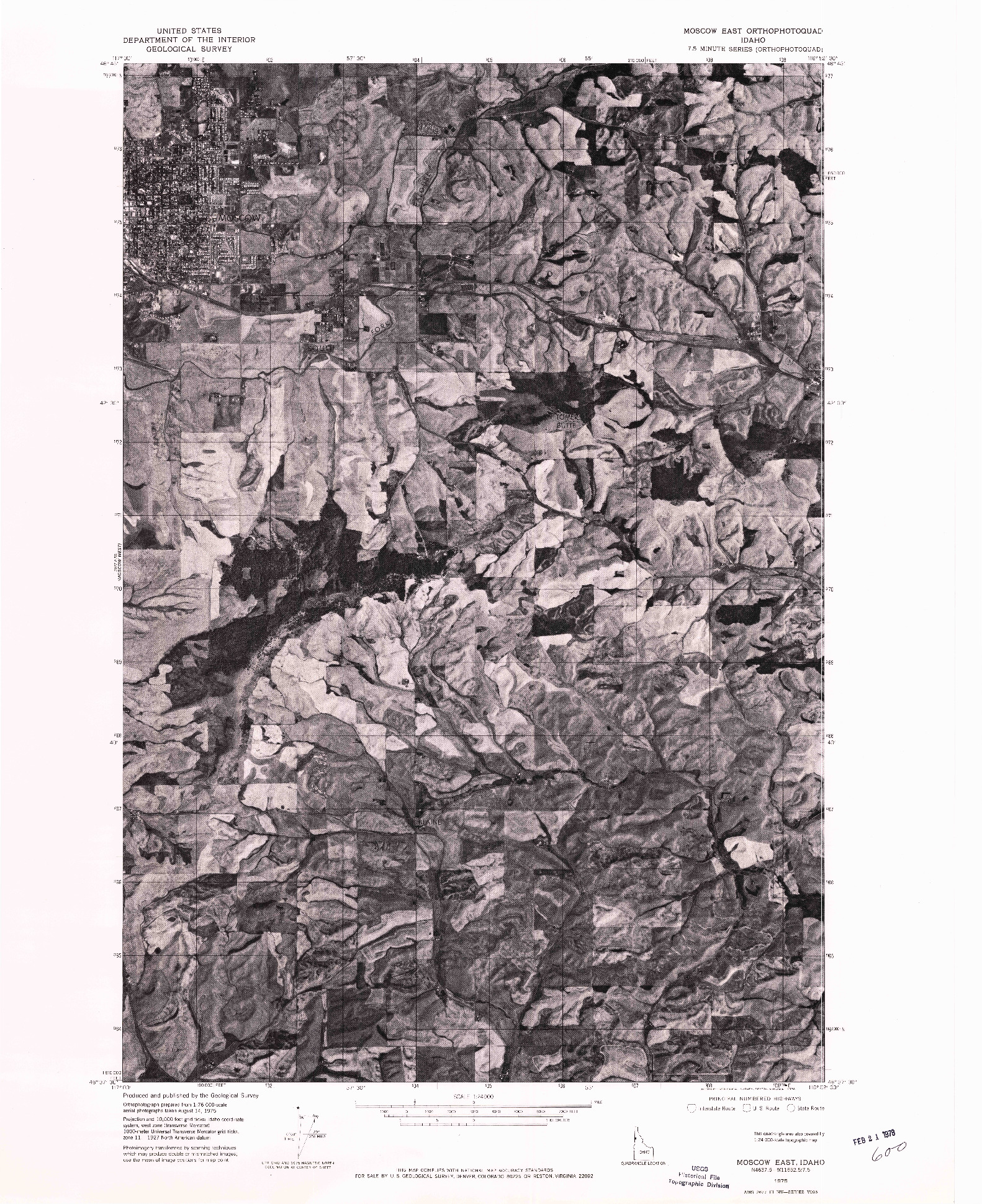 USGS 1:24000-SCALE QUADRANGLE FOR MOSCOW EAST, ID 1975