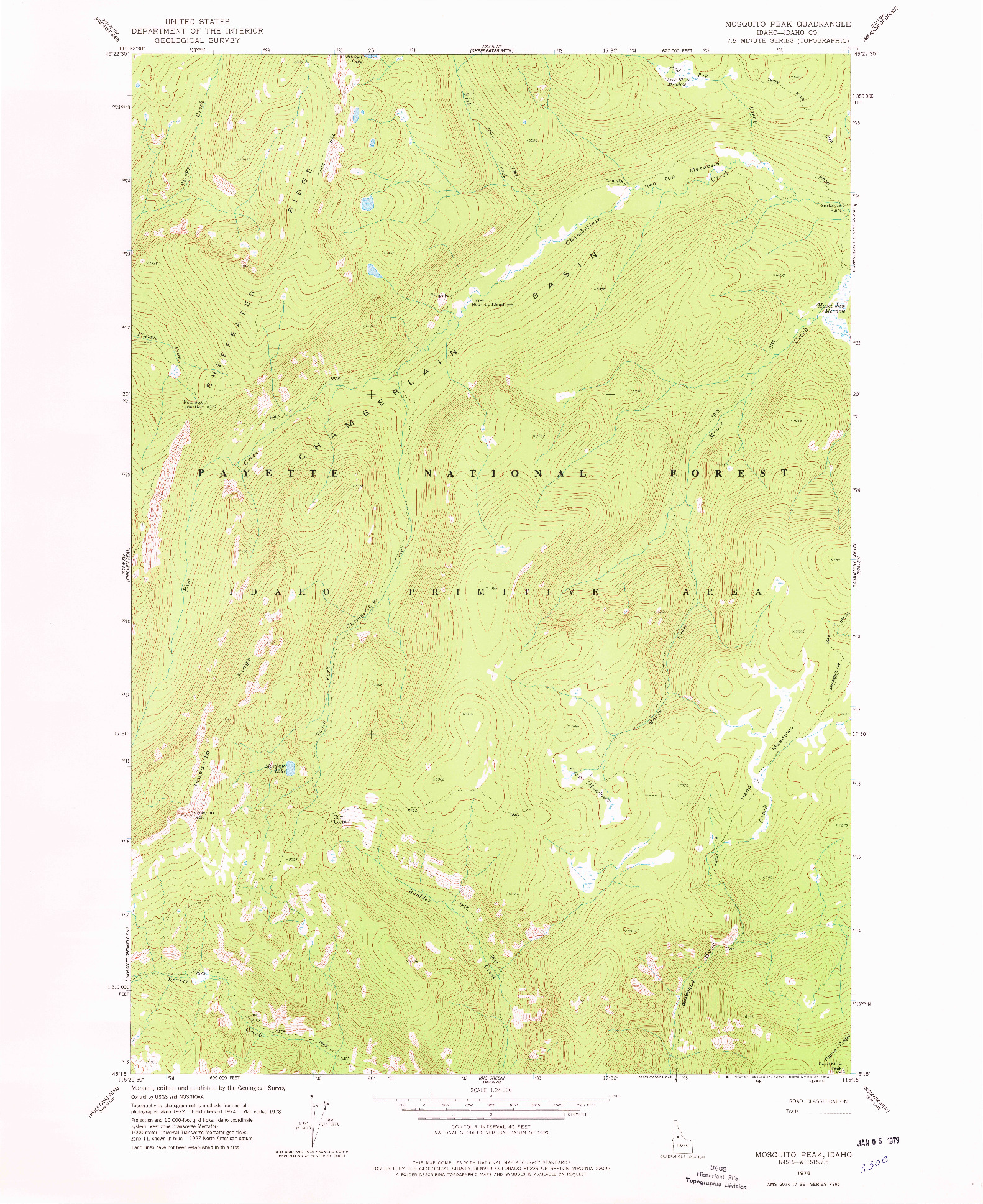 USGS 1:24000-SCALE QUADRANGLE FOR MOSQUITO PEAK, ID 1978