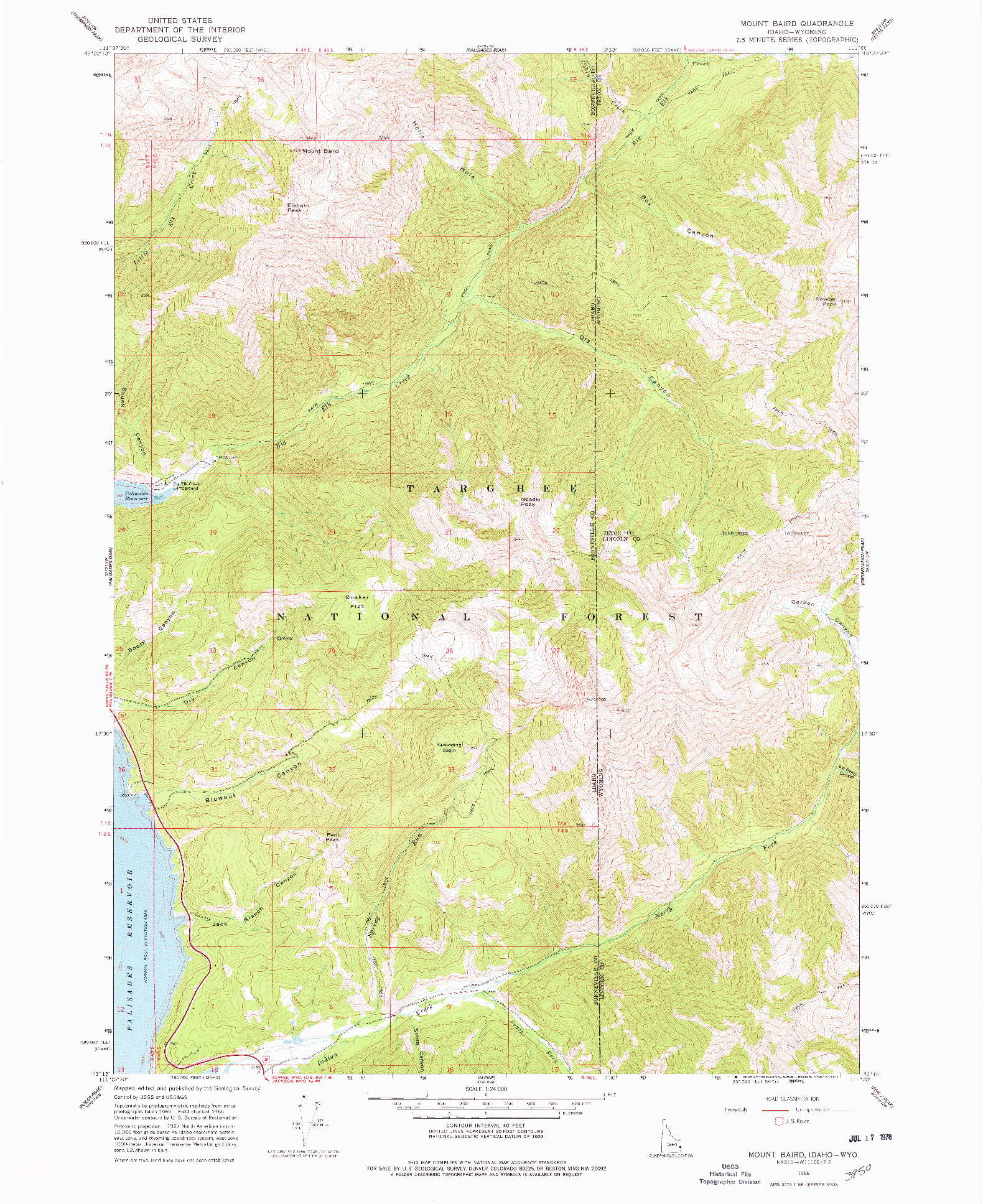 USGS 1:24000-SCALE QUADRANGLE FOR MOUNT BAIRD, ID 1966