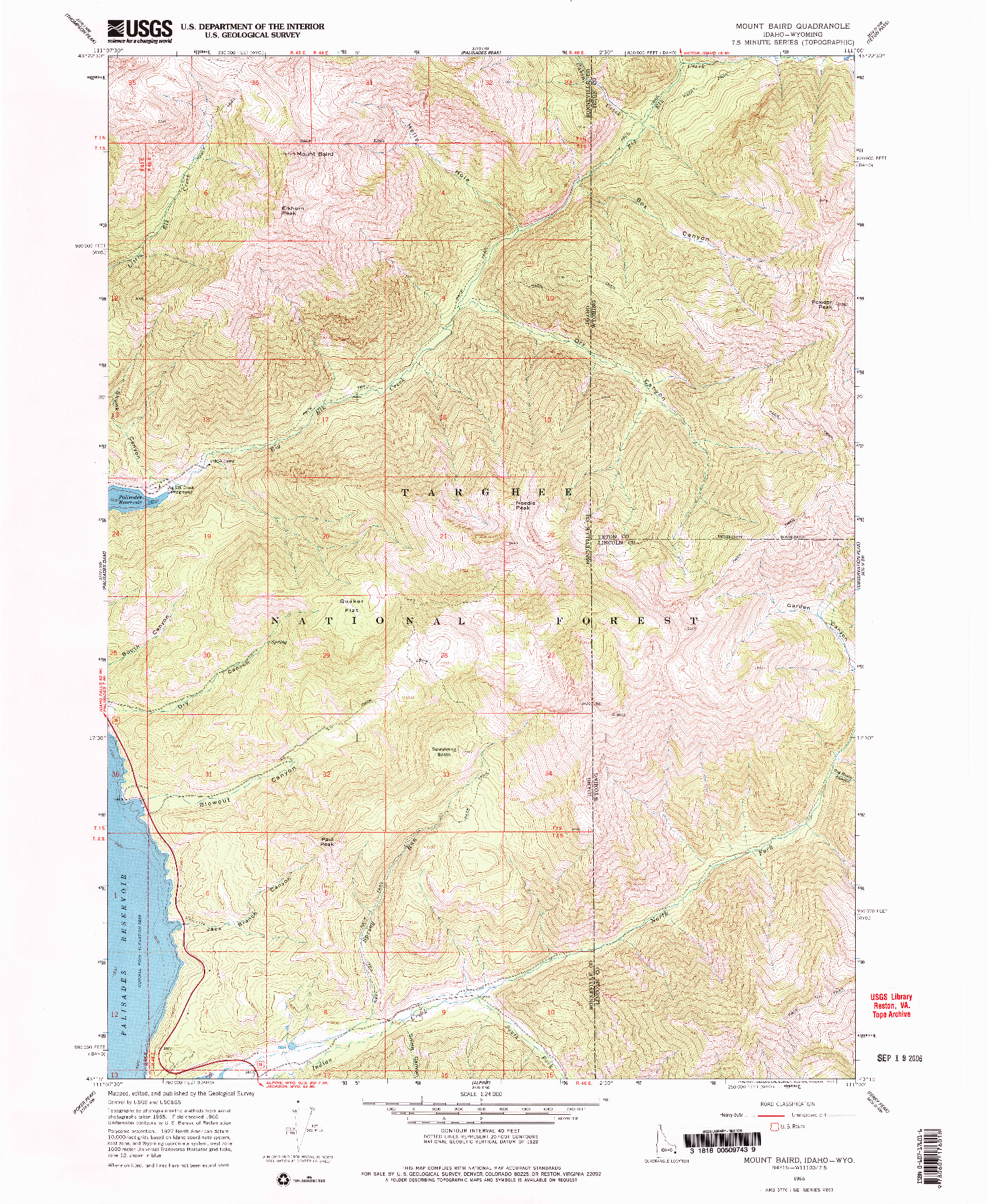 USGS 1:24000-SCALE QUADRANGLE FOR MOUNT BAIRD, ID 1966