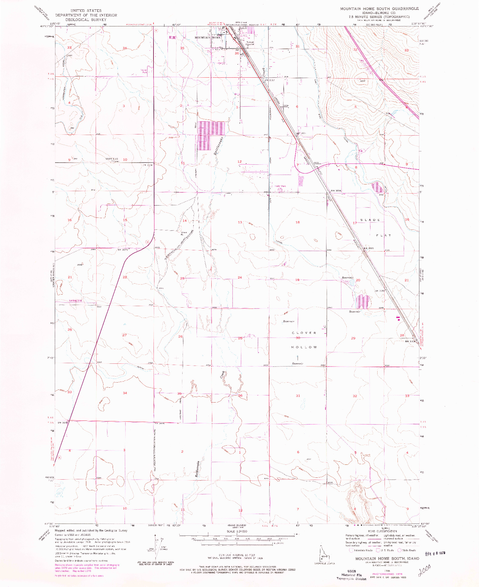 USGS 1:24000-SCALE QUADRANGLE FOR MOUNTAIN HOME SOUTH, ID 1956