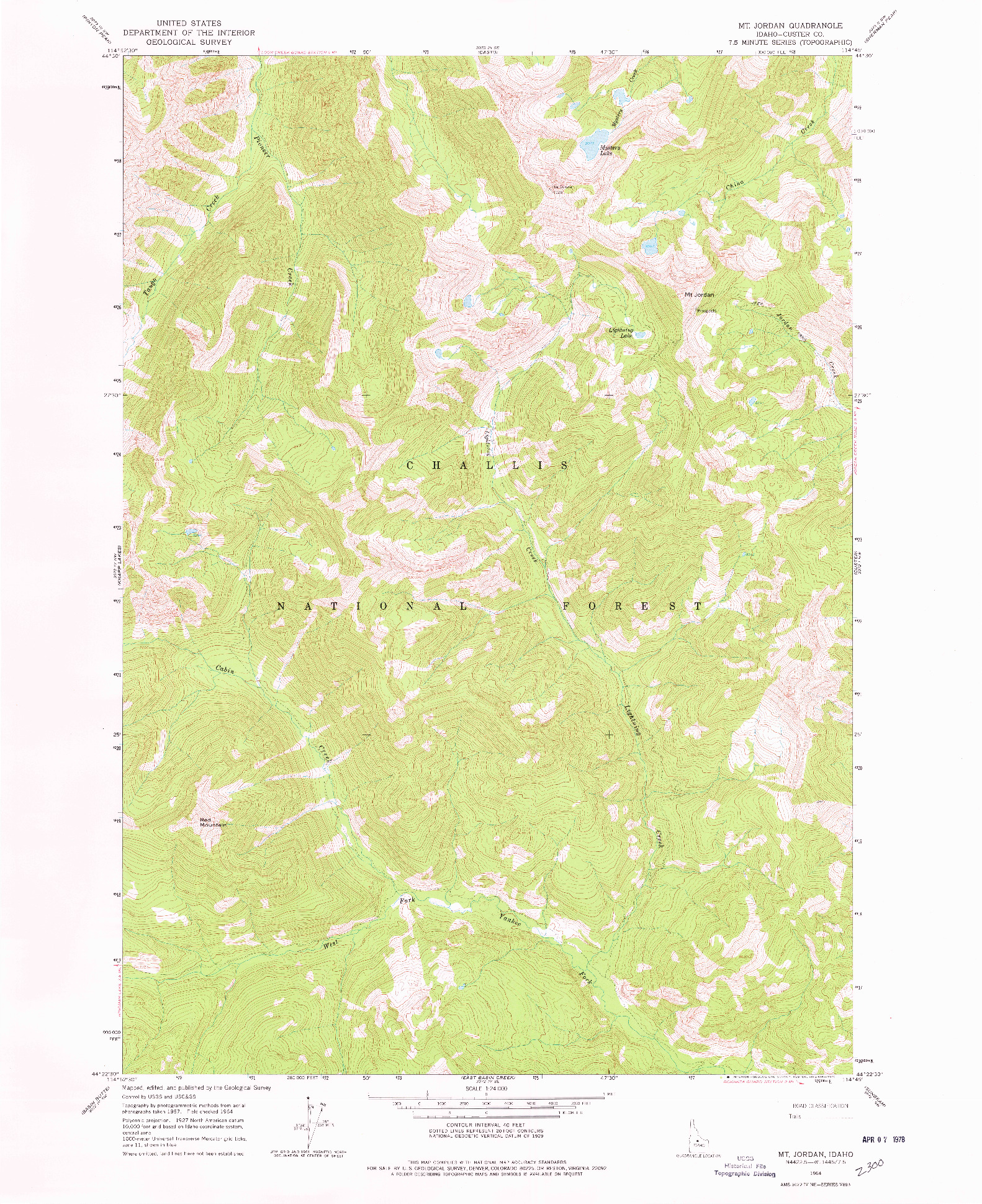 USGS 1:24000-SCALE QUADRANGLE FOR MT JORDAN, ID 1964