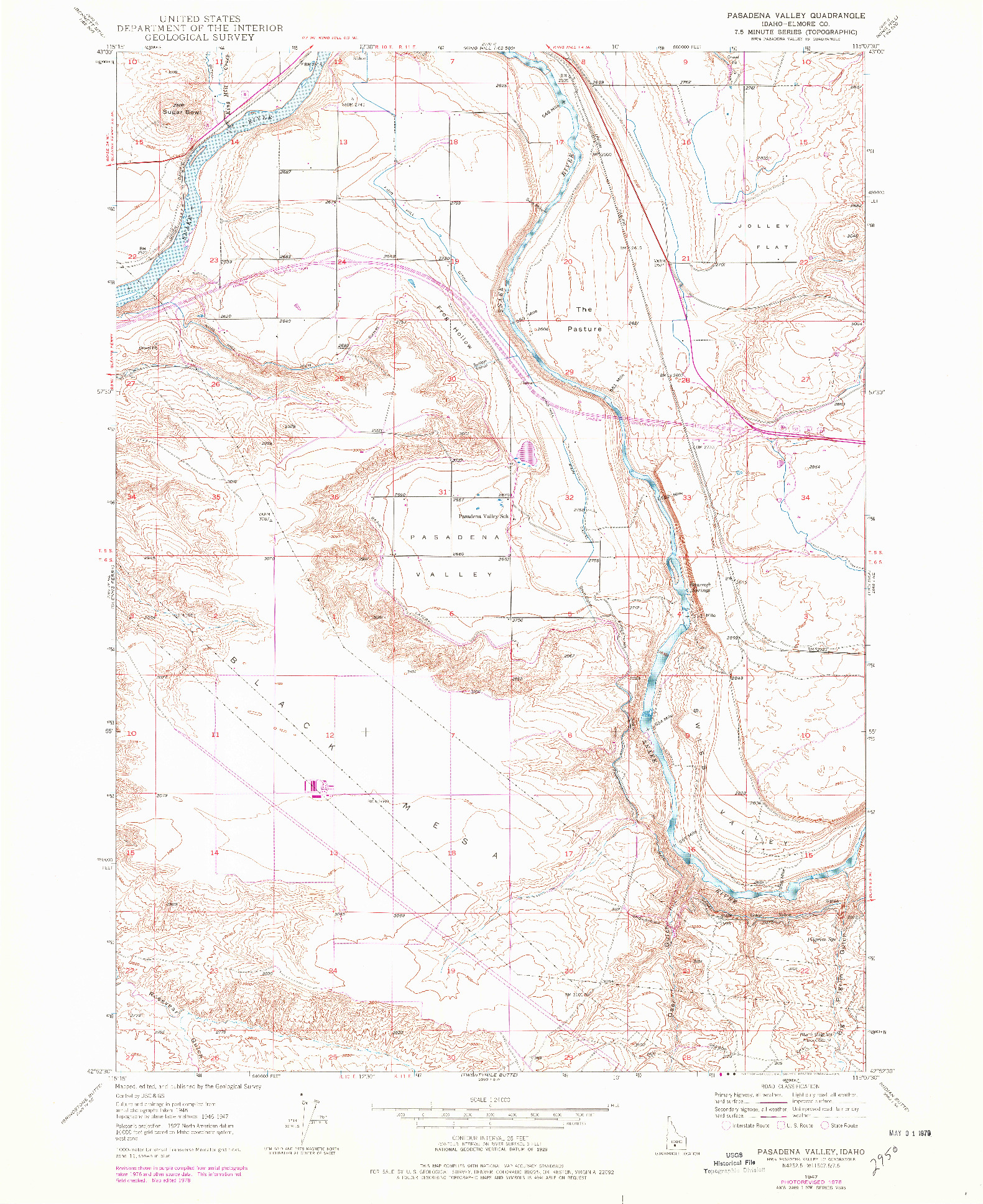 USGS 1:24000-SCALE QUADRANGLE FOR PASADENA VALLEY, ID 1947