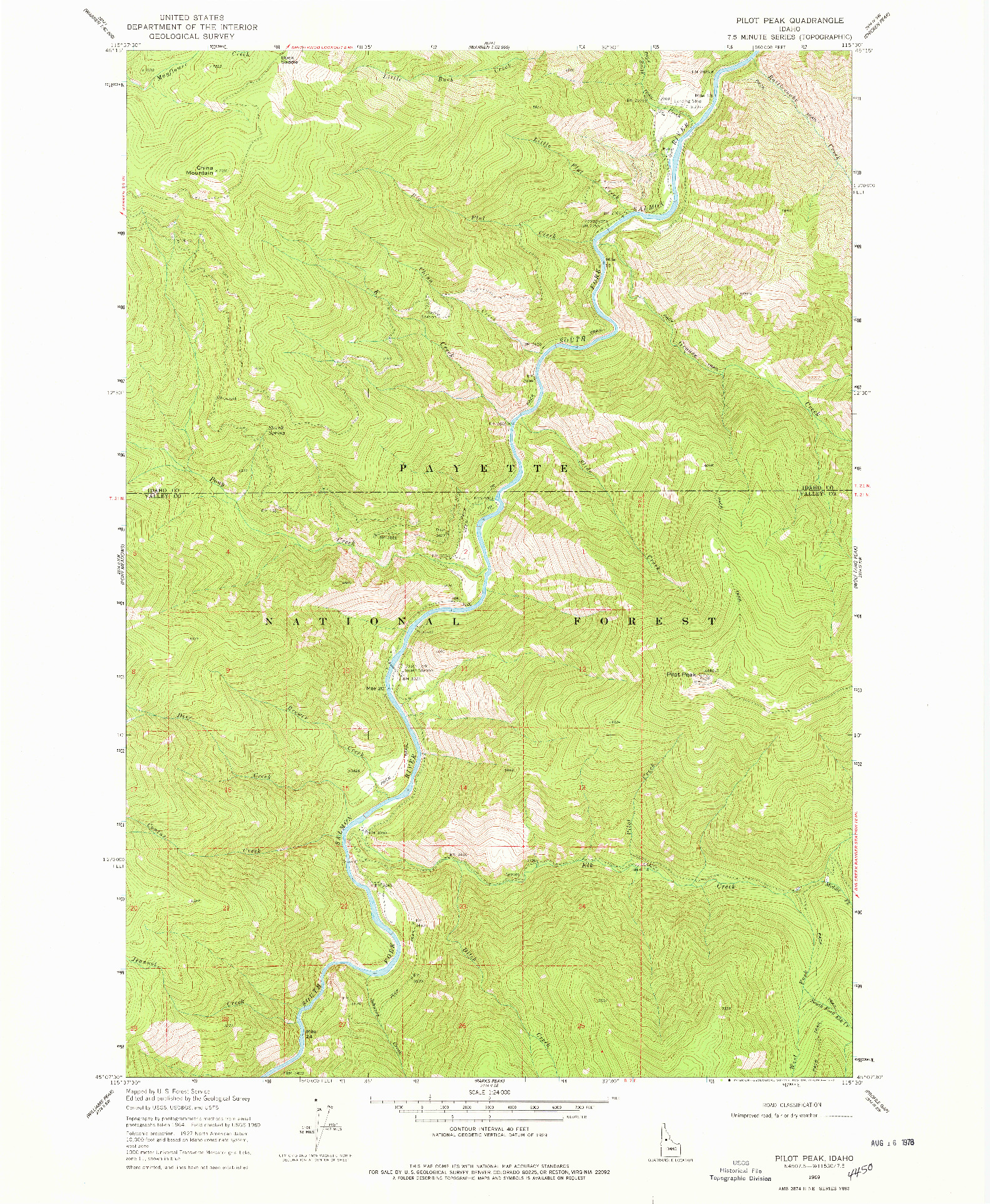 USGS 1:24000-SCALE QUADRANGLE FOR PILOT PEAK, ID 1969