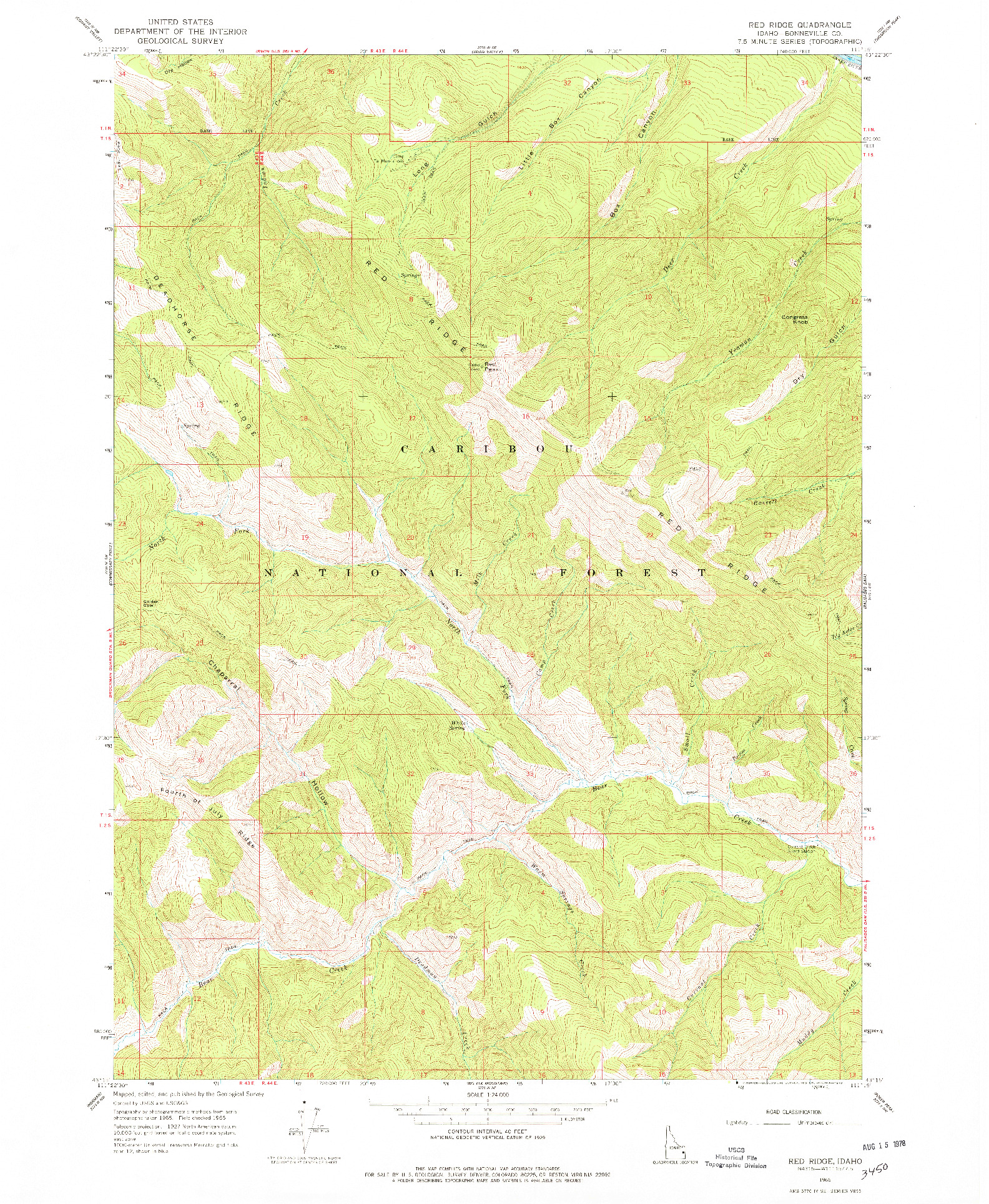 USGS 1:24000-SCALE QUADRANGLE FOR RED RIDGE, ID 1966