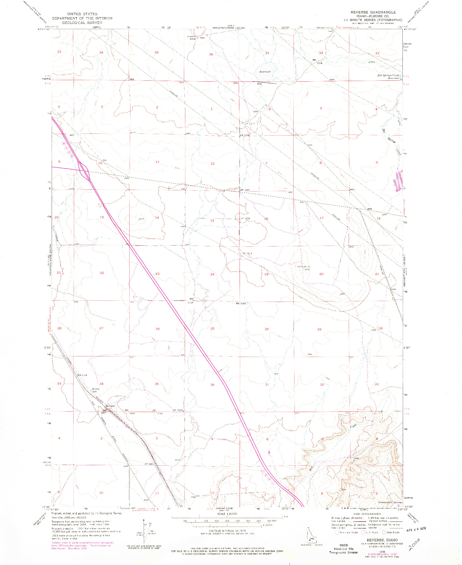 USGS 1:24000-SCALE QUADRANGLE FOR REVERSE, ID 1956