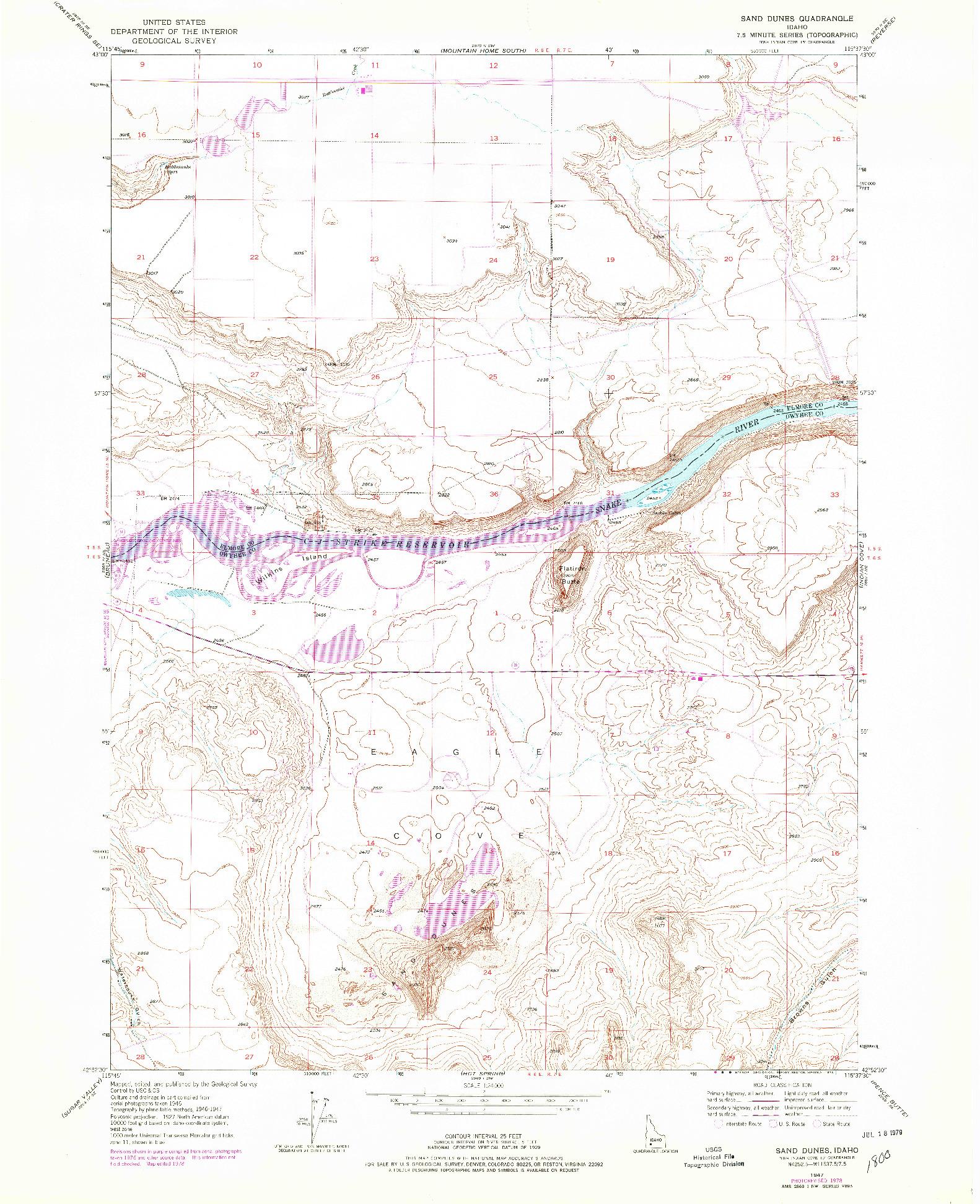 USGS 1:24000-SCALE QUADRANGLE FOR SAND DUNES, ID 1947
