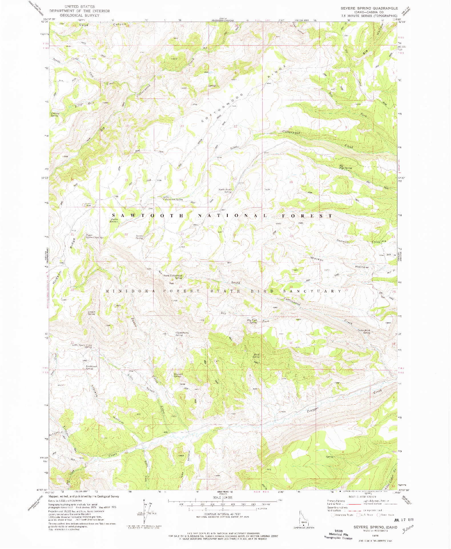 USGS 1:24000-SCALE QUADRANGLE FOR SEVERE SPRING, ID 1978