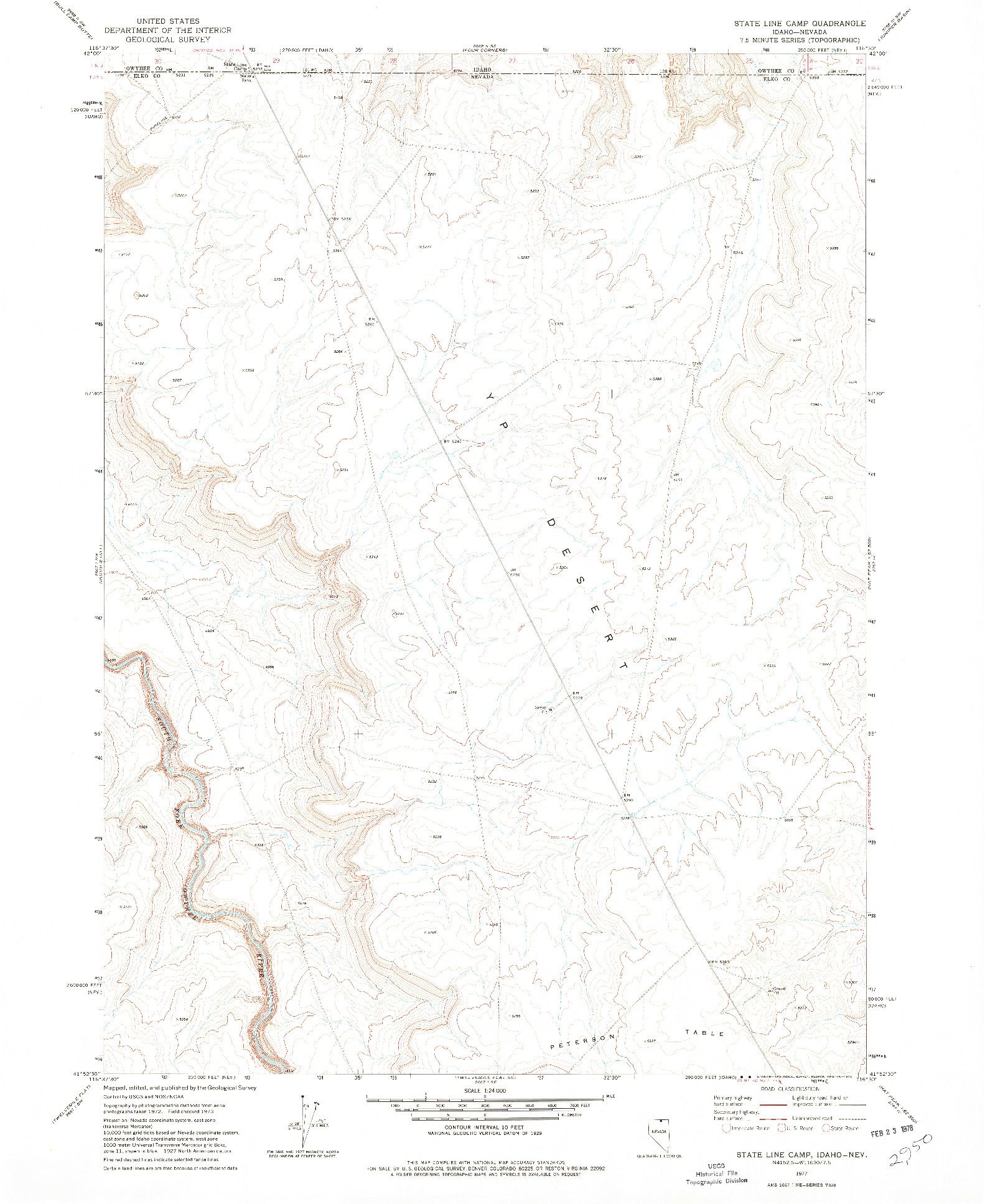 USGS 1:24000-SCALE QUADRANGLE FOR STATE LINE CAMP, ID 1977