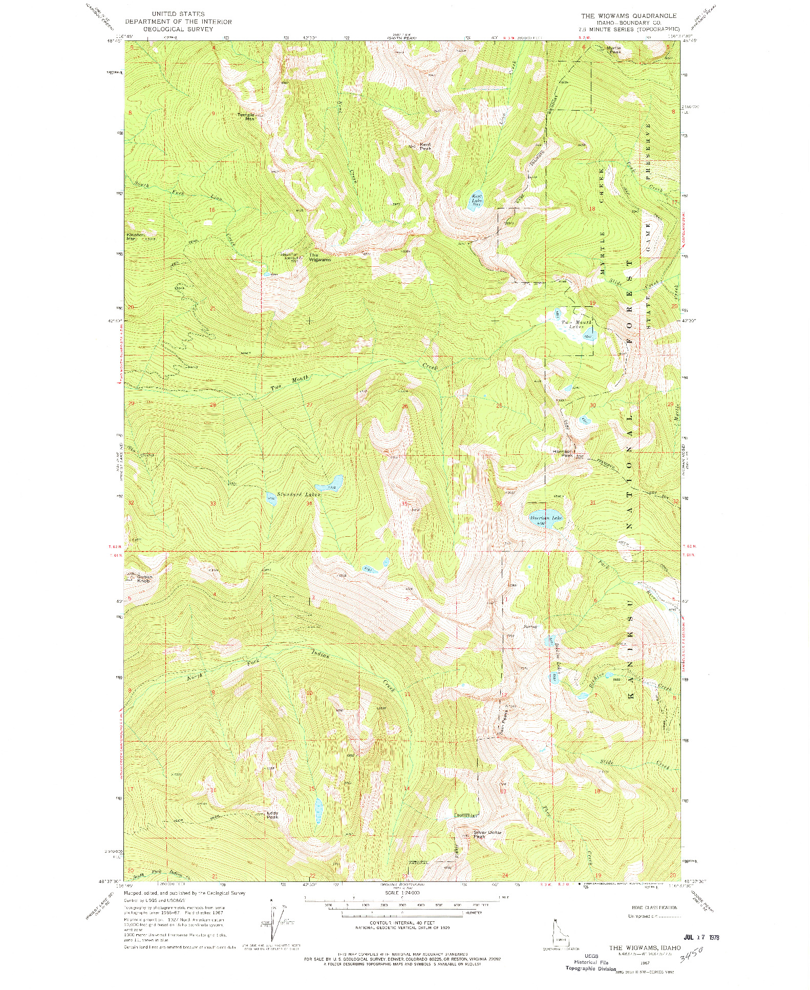 USGS 1:24000-SCALE QUADRANGLE FOR THE WIGWAMS, ID 1967