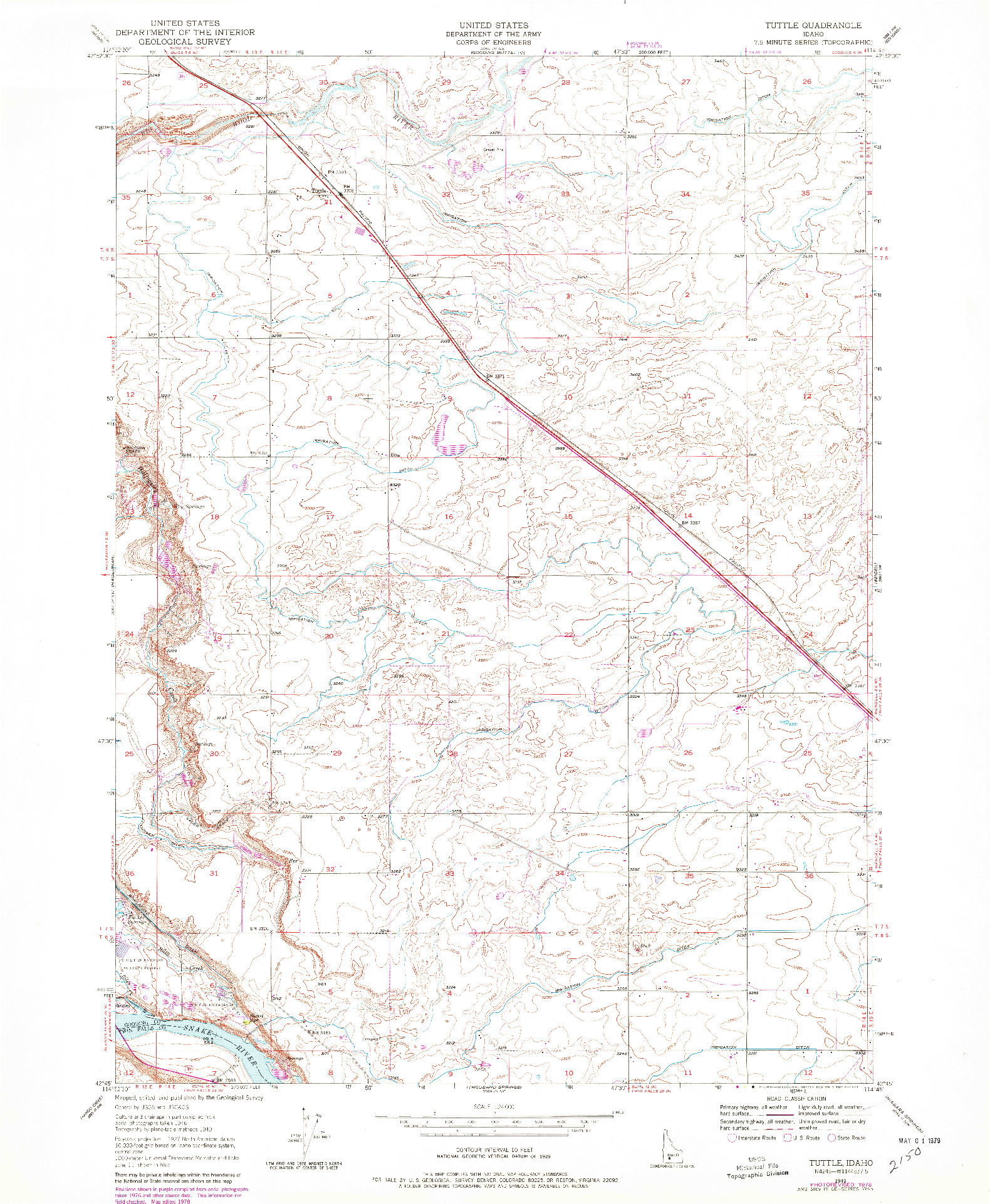 USGS 1:24000-SCALE QUADRANGLE FOR TUTTLE, ID 1949