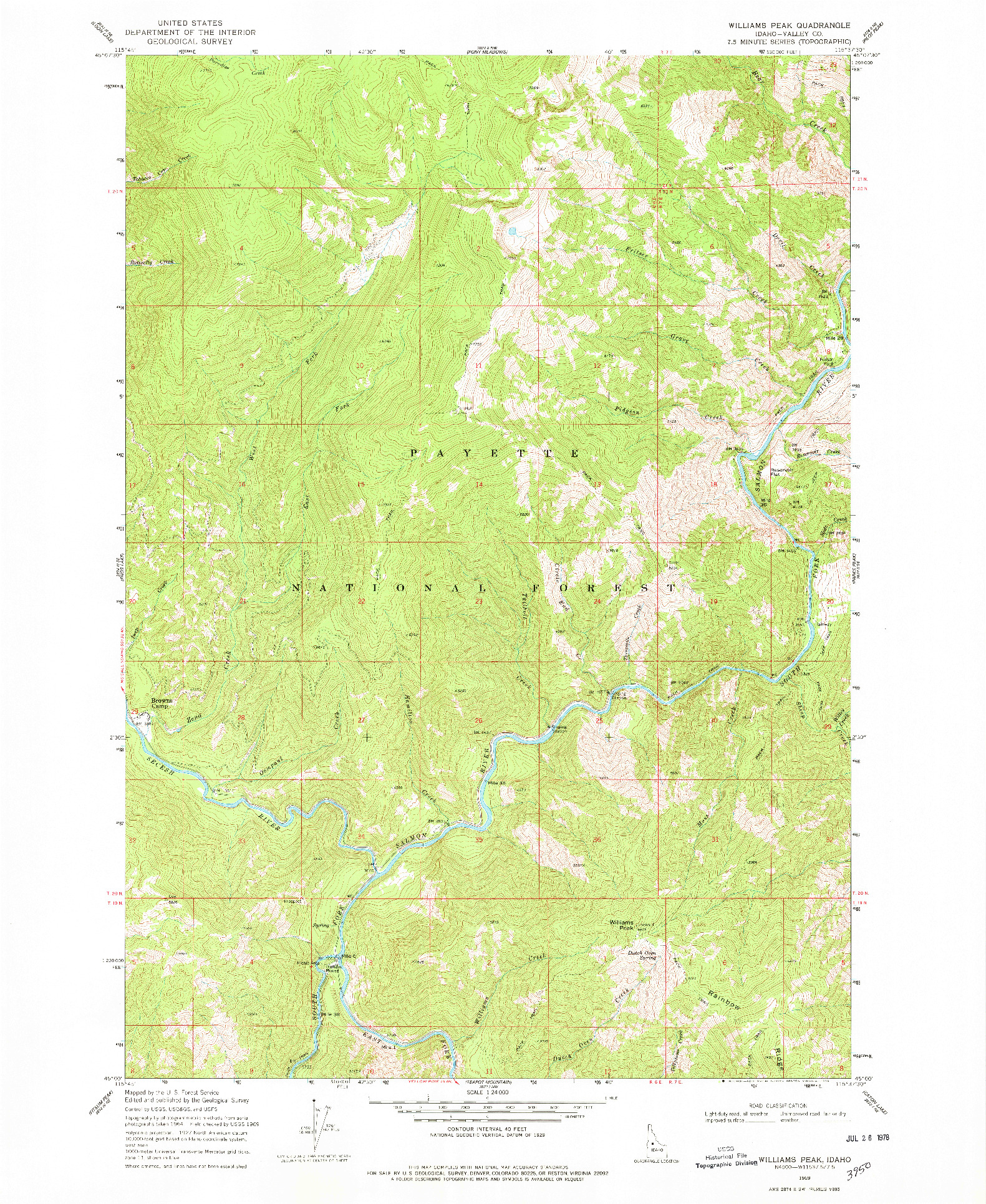 USGS 1:24000-SCALE QUADRANGLE FOR WILLIAMS PEAK, ID 1969