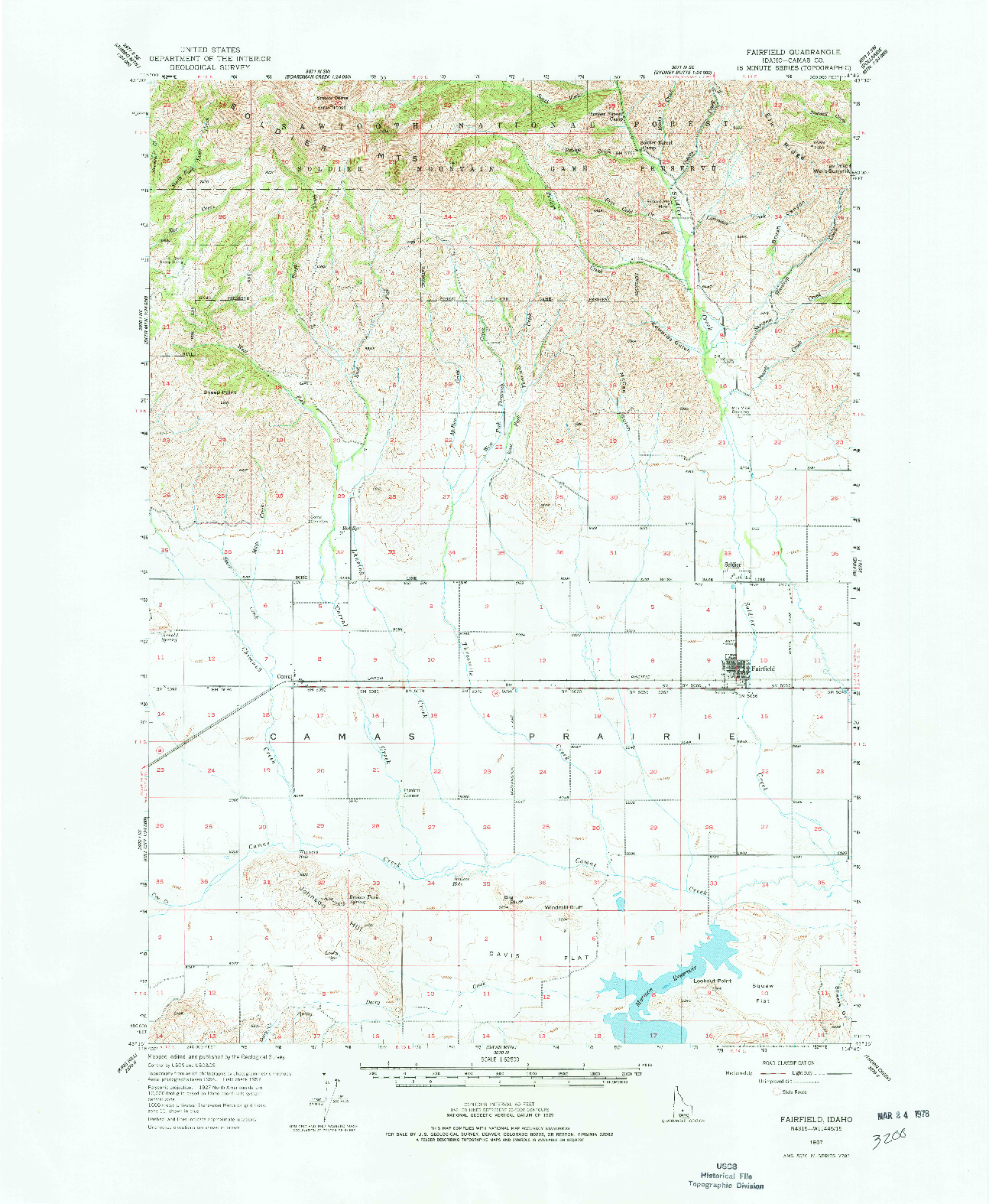 USGS 1:62500-SCALE QUADRANGLE FOR FAIRFIELD, ID 1957