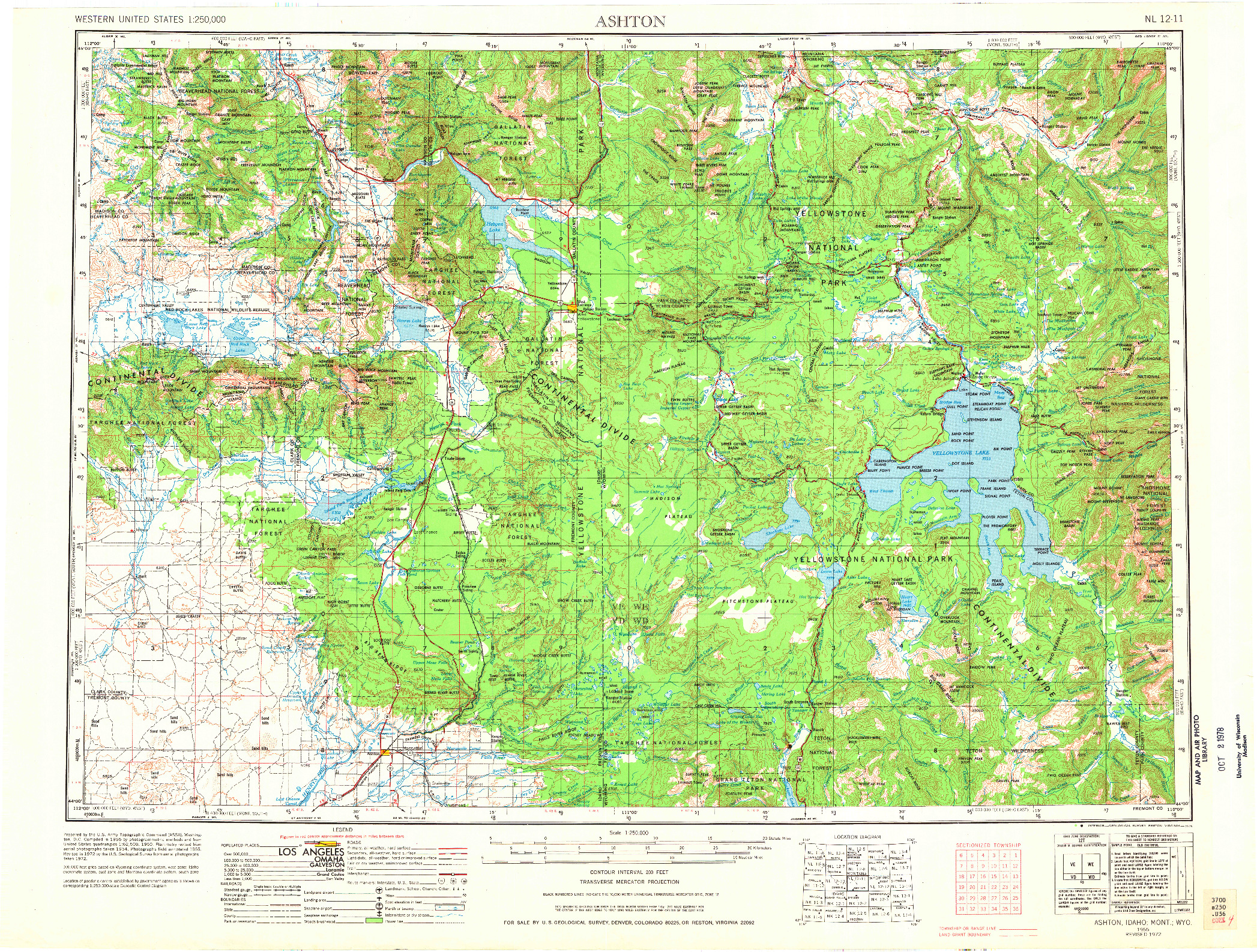 USGS 1:250000-SCALE QUADRANGLE FOR ASHTON, ID 1955