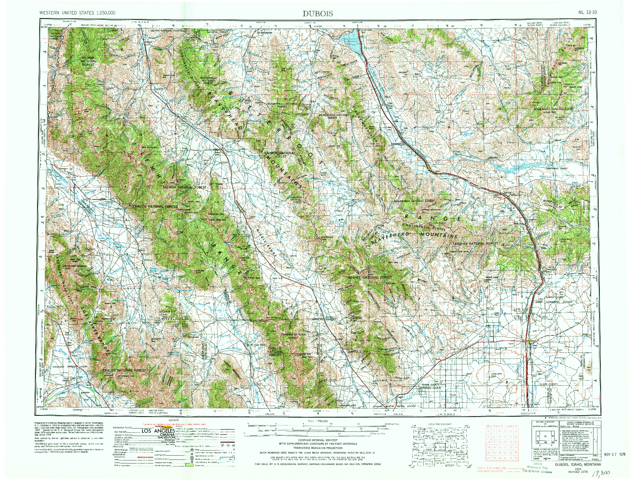 USGS 1:250000-SCALE QUADRANGLE FOR DUBOIS, ID 1955