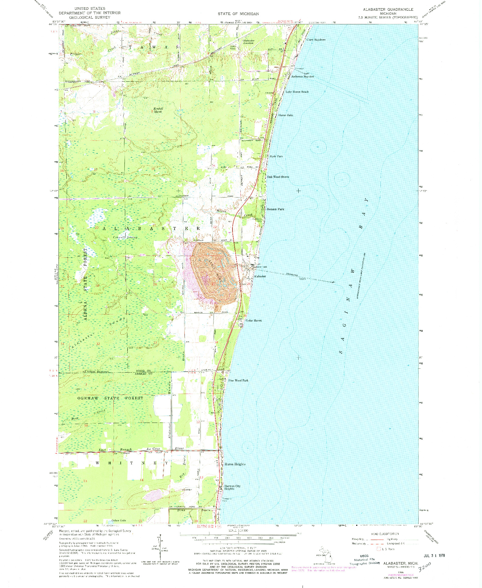 USGS 1:24000-SCALE QUADRANGLE FOR ALABASTER, MI 1966