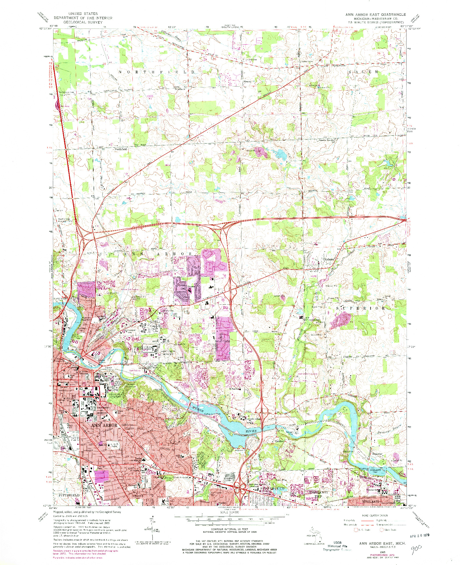 USGS 1:24000-SCALE QUADRANGLE FOR ANN ARBOR EAST, MI 1965