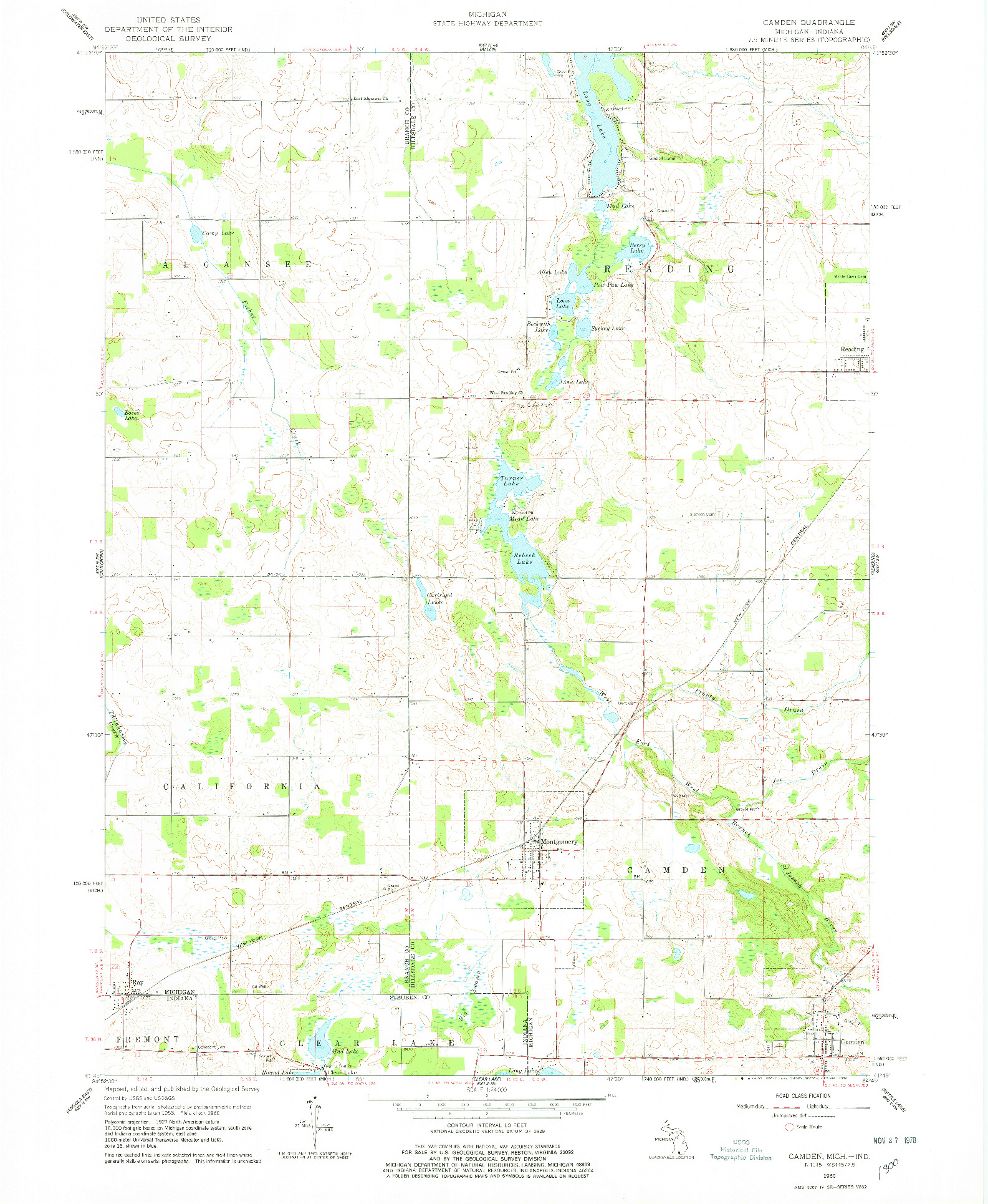 USGS 1:24000-SCALE QUADRANGLE FOR CAMDEN, MI 1960