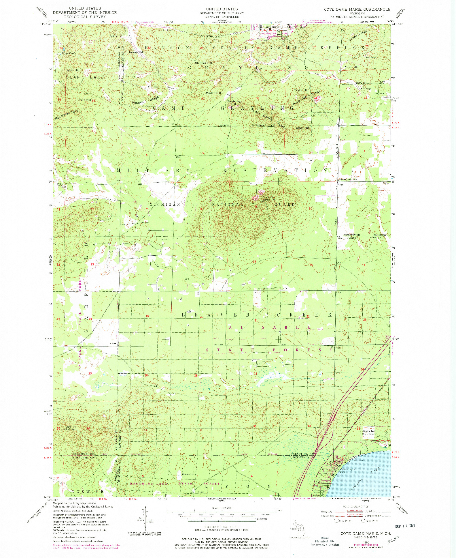 USGS 1:24000-SCALE QUADRANGLE FOR COTE DAME MARIE, MI 1950