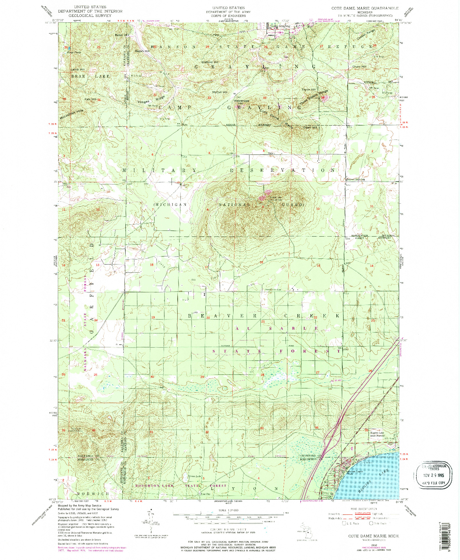 USGS 1:24000-SCALE QUADRANGLE FOR COTE DAME MARIE, MI 1950