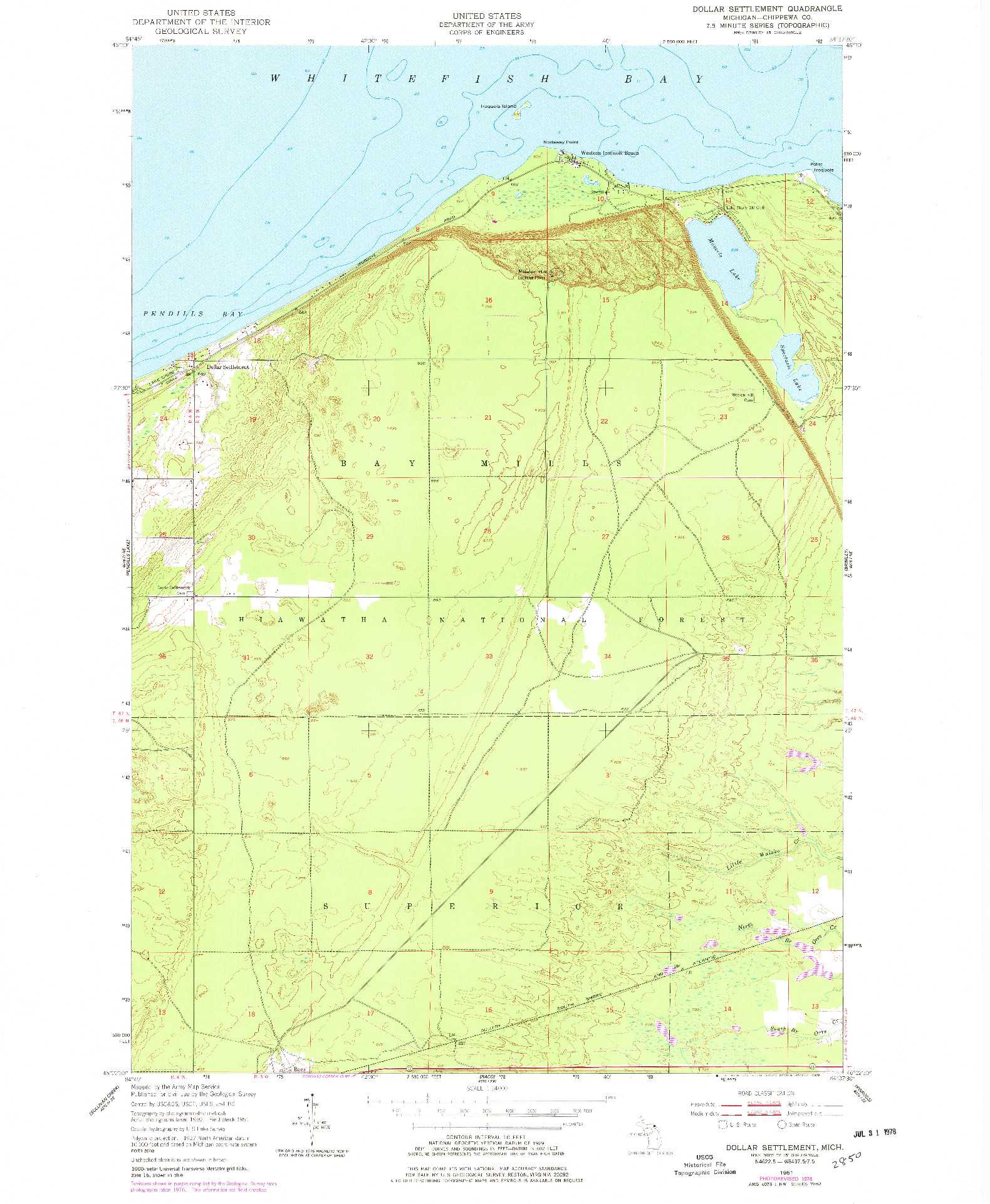 USGS 1:24000-SCALE QUADRANGLE FOR DOLLAR SETTLEMENT, MI 1951