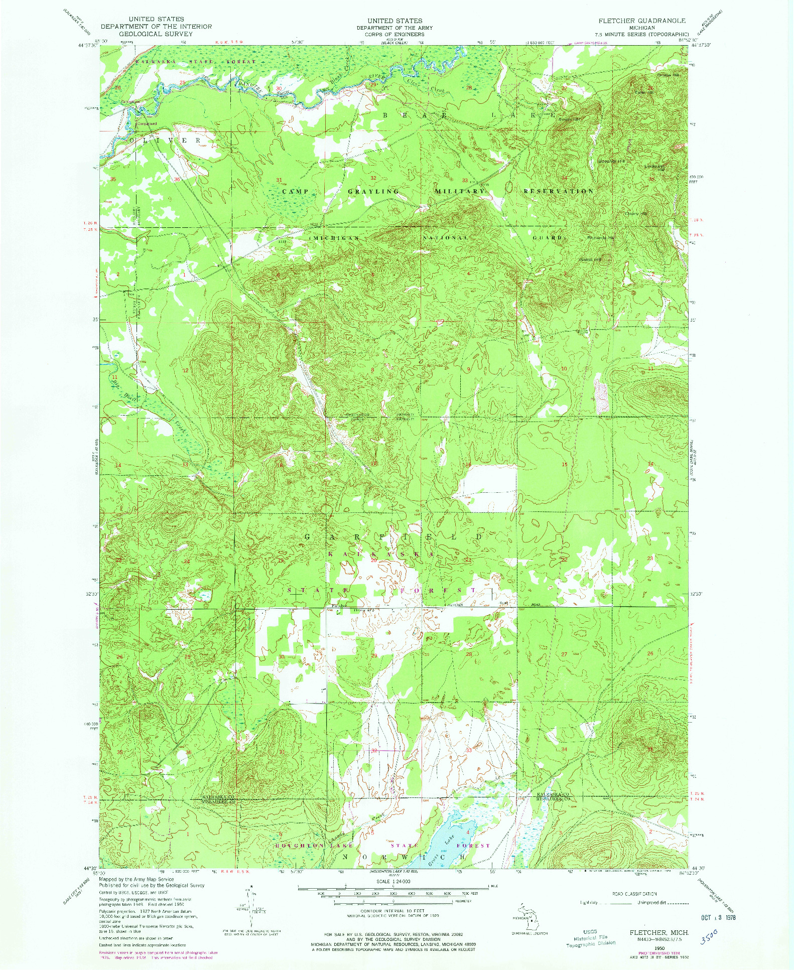 USGS 1:24000-SCALE QUADRANGLE FOR FLETCHER, MI 1950