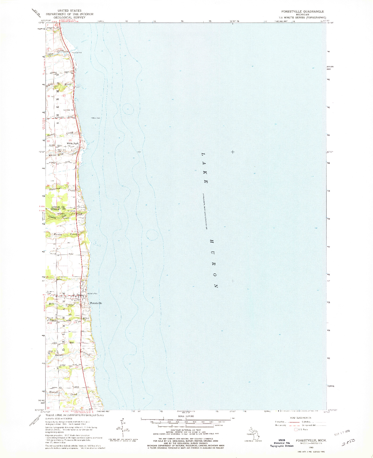 USGS 1:24000-SCALE QUADRANGLE FOR FORESTVILLE, MI 1963