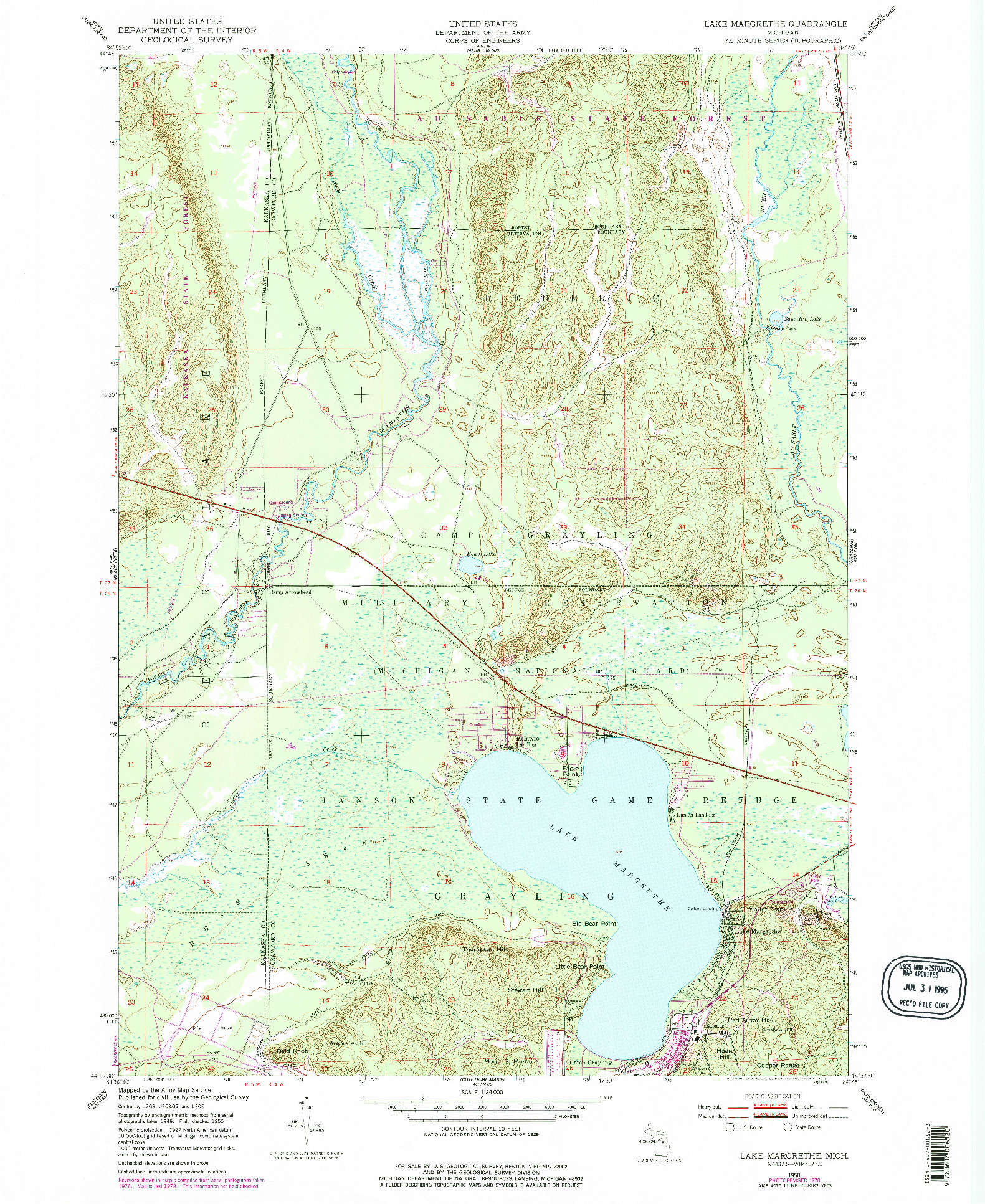 USGS 1:24000-SCALE QUADRANGLE FOR LAKE MARGRETHE, MI 1950