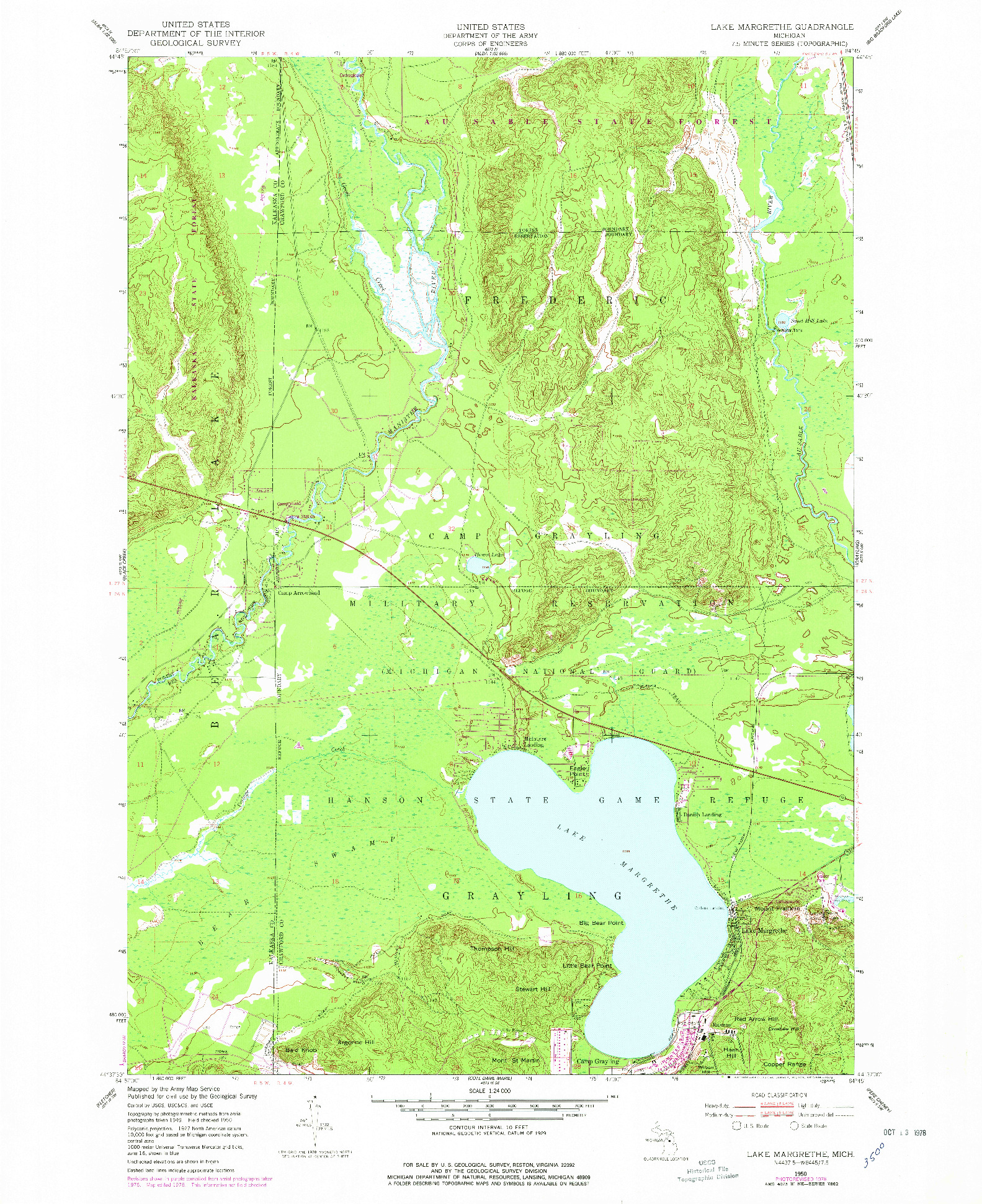 USGS 1:24000-SCALE QUADRANGLE FOR LAKE MARGRETHE, MI 1950