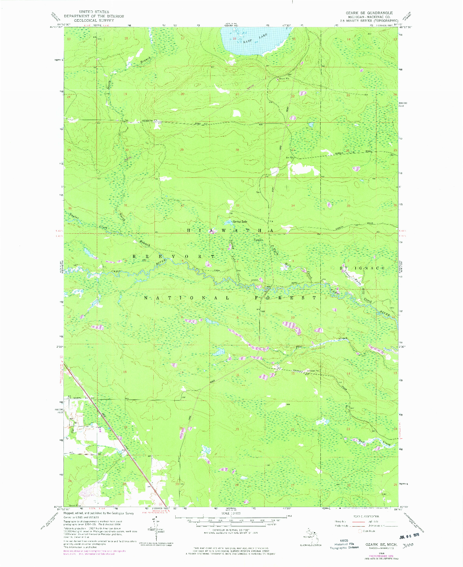 USGS 1:24000-SCALE QUADRANGLE FOR OZARK SE, MI 1964