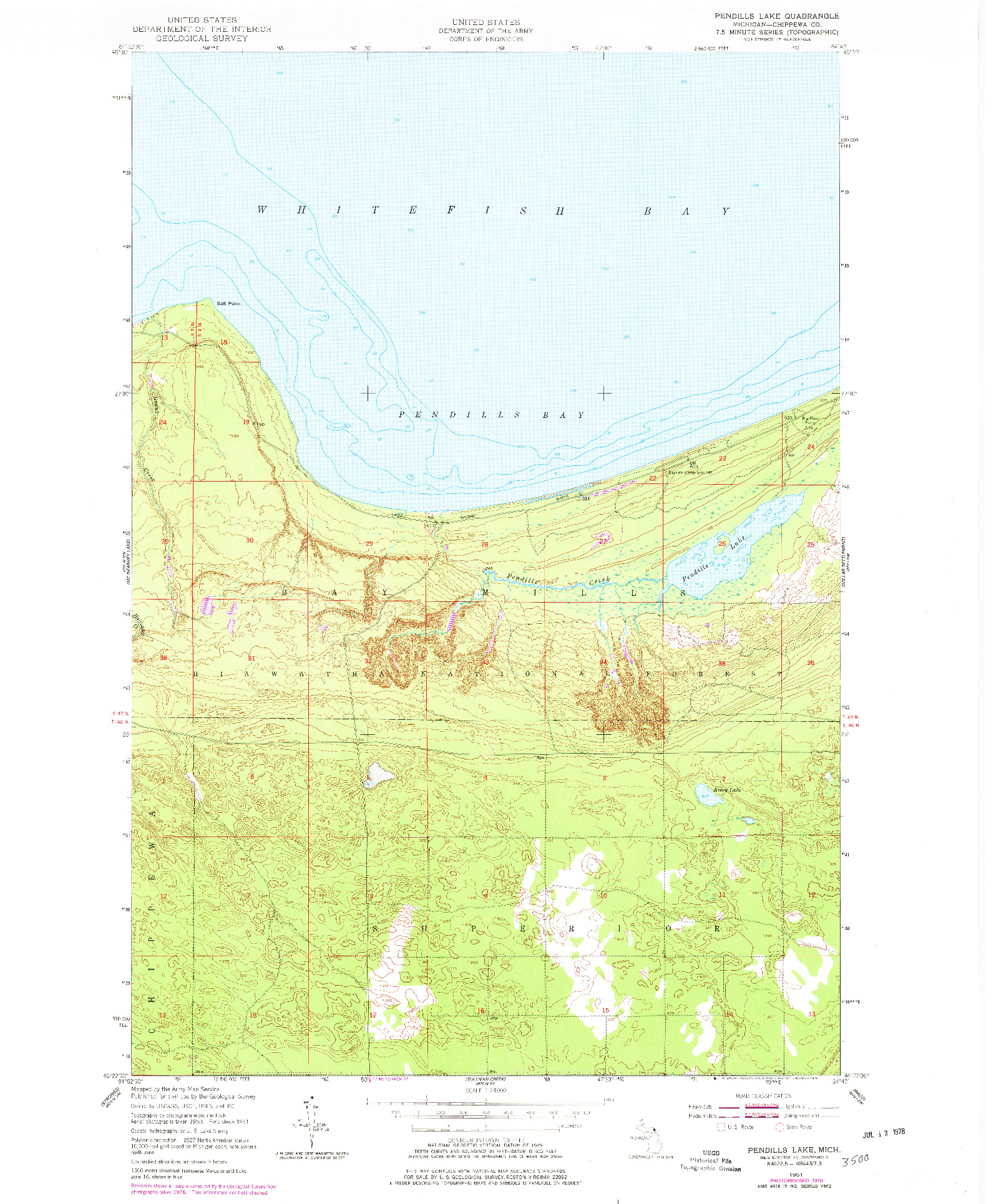 USGS 1:24000-SCALE QUADRANGLE FOR PENDILLS LAKE, MI 1951