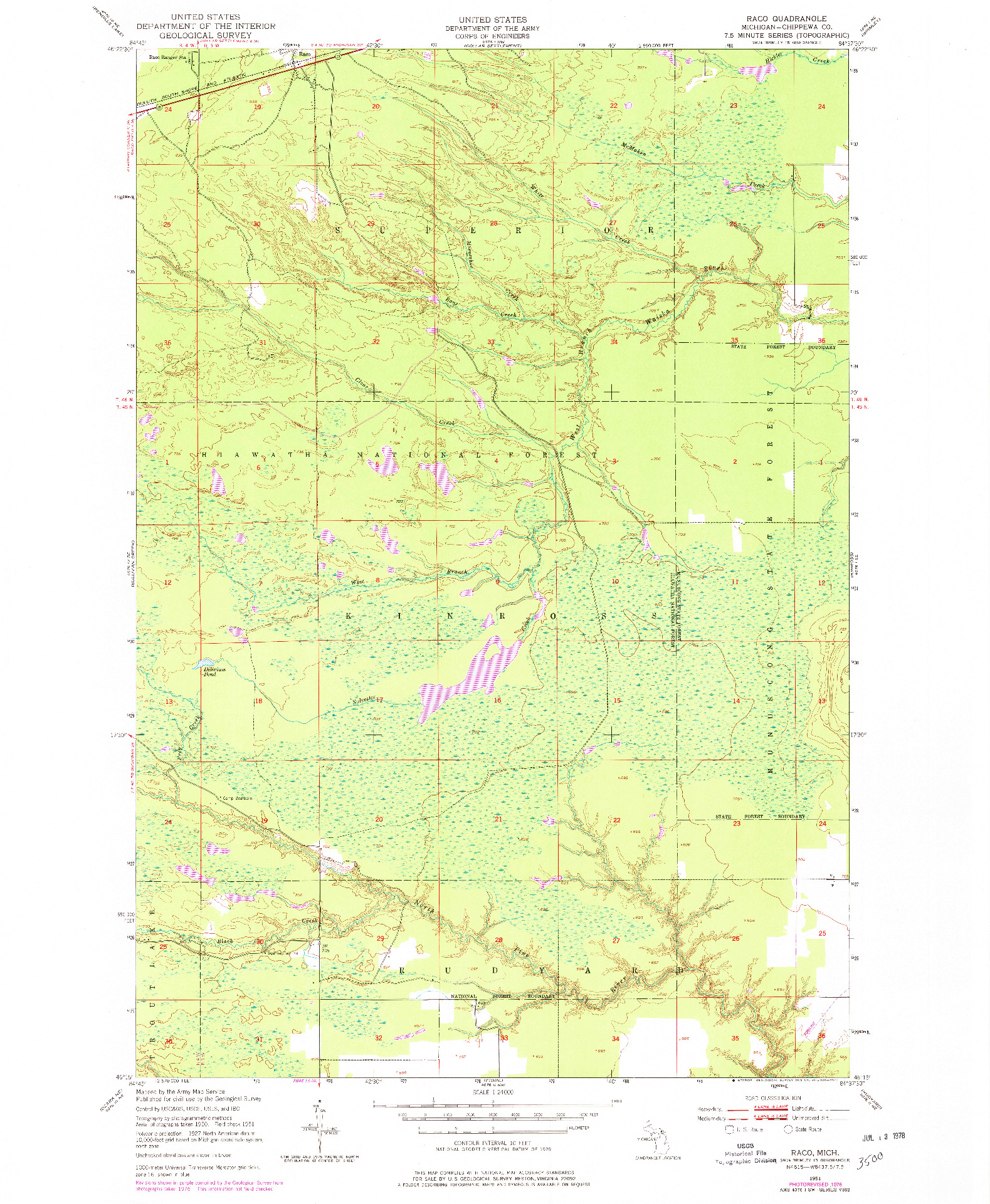 USGS 1:24000-SCALE QUADRANGLE FOR RACO, MI 1951