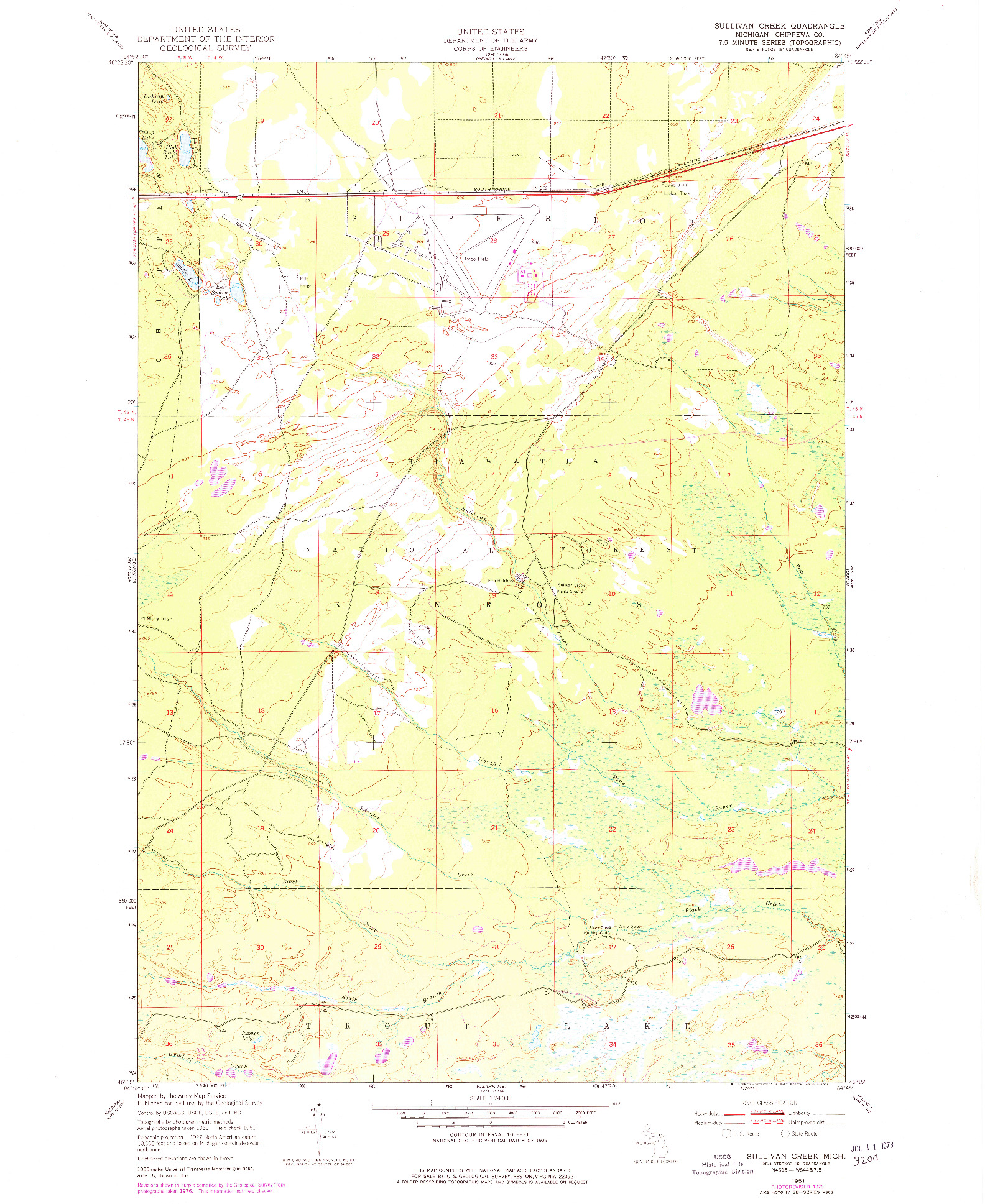 USGS 1:24000-SCALE QUADRANGLE FOR SULLIVAN CREEK, MI 1951