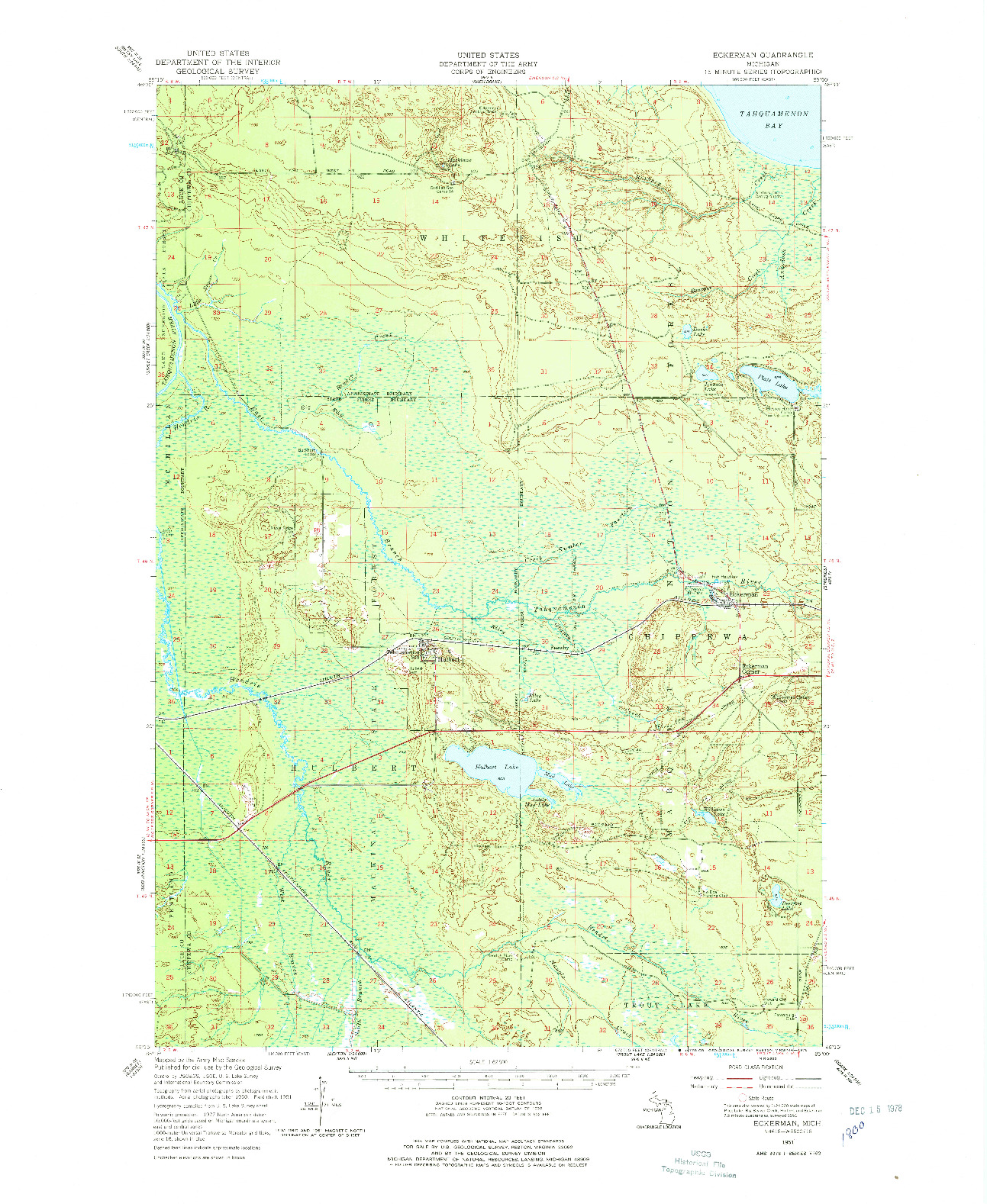 USGS 1:62500-SCALE QUADRANGLE FOR ECKERMAN, MI 1951