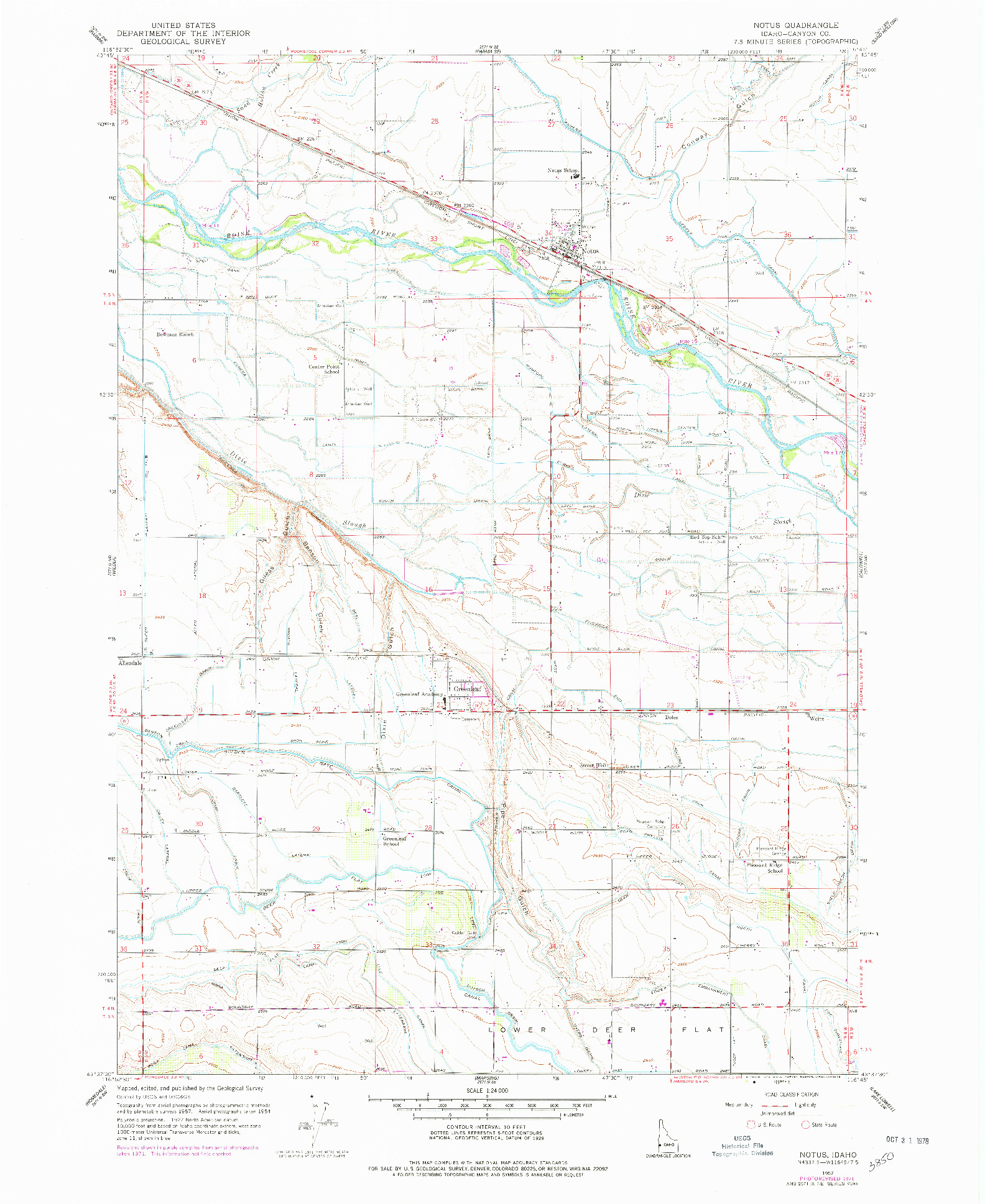 USGS 1:24000-SCALE QUADRANGLE FOR NOTUS, ID 1957