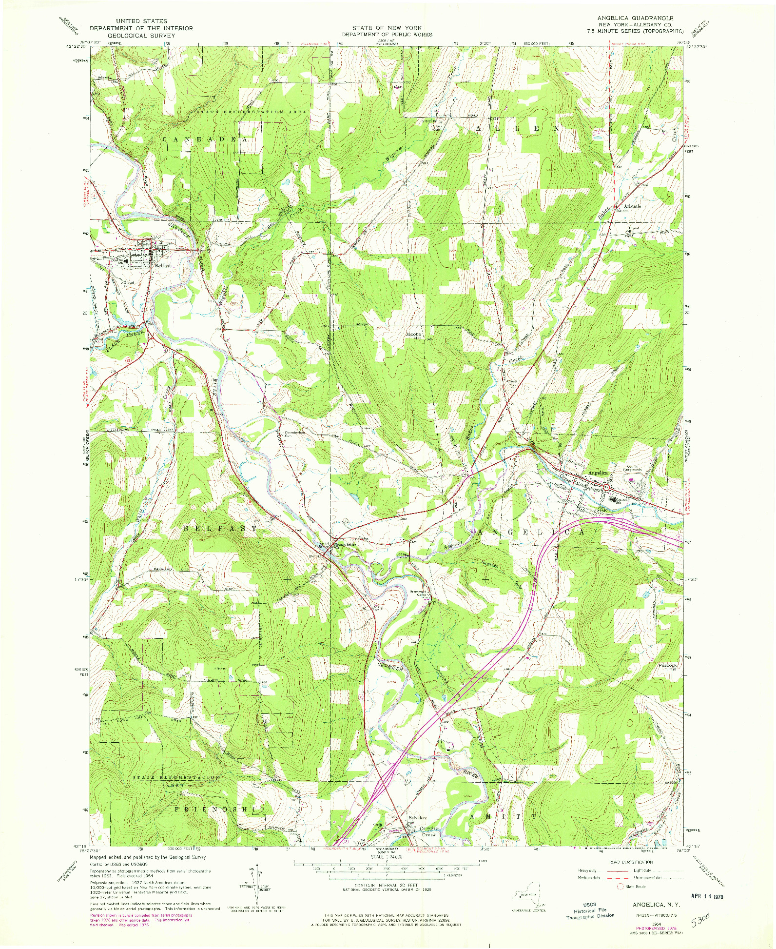 USGS 1:24000-SCALE QUADRANGLE FOR ANGELICA, NY 1964