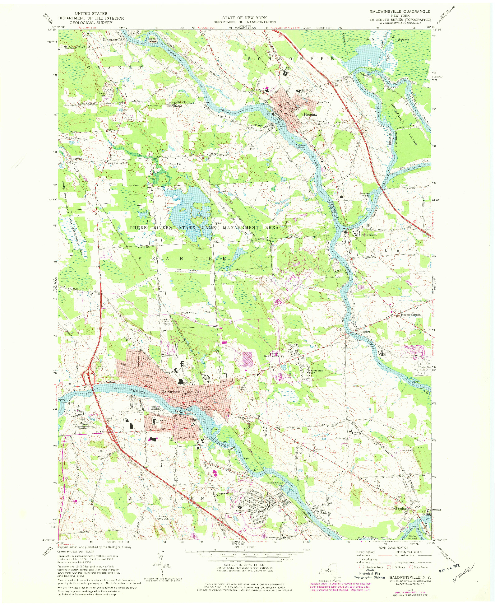 USGS 1:24000-SCALE QUADRANGLE FOR BALDWINSVILLE, NY 1973