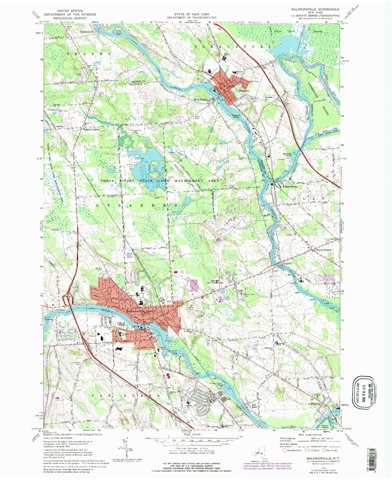 USGS 1:24000-SCALE QUADRANGLE FOR BALDWINSVILLE, NY 1973