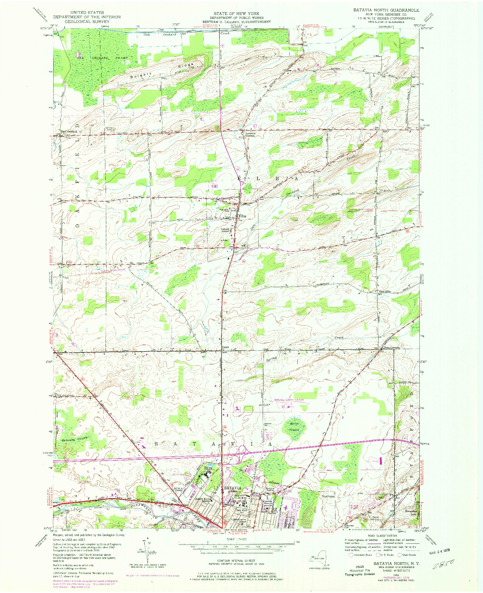 USGS 1:24000-SCALE QUADRANGLE FOR BATAVIA NORTH, NY 1950