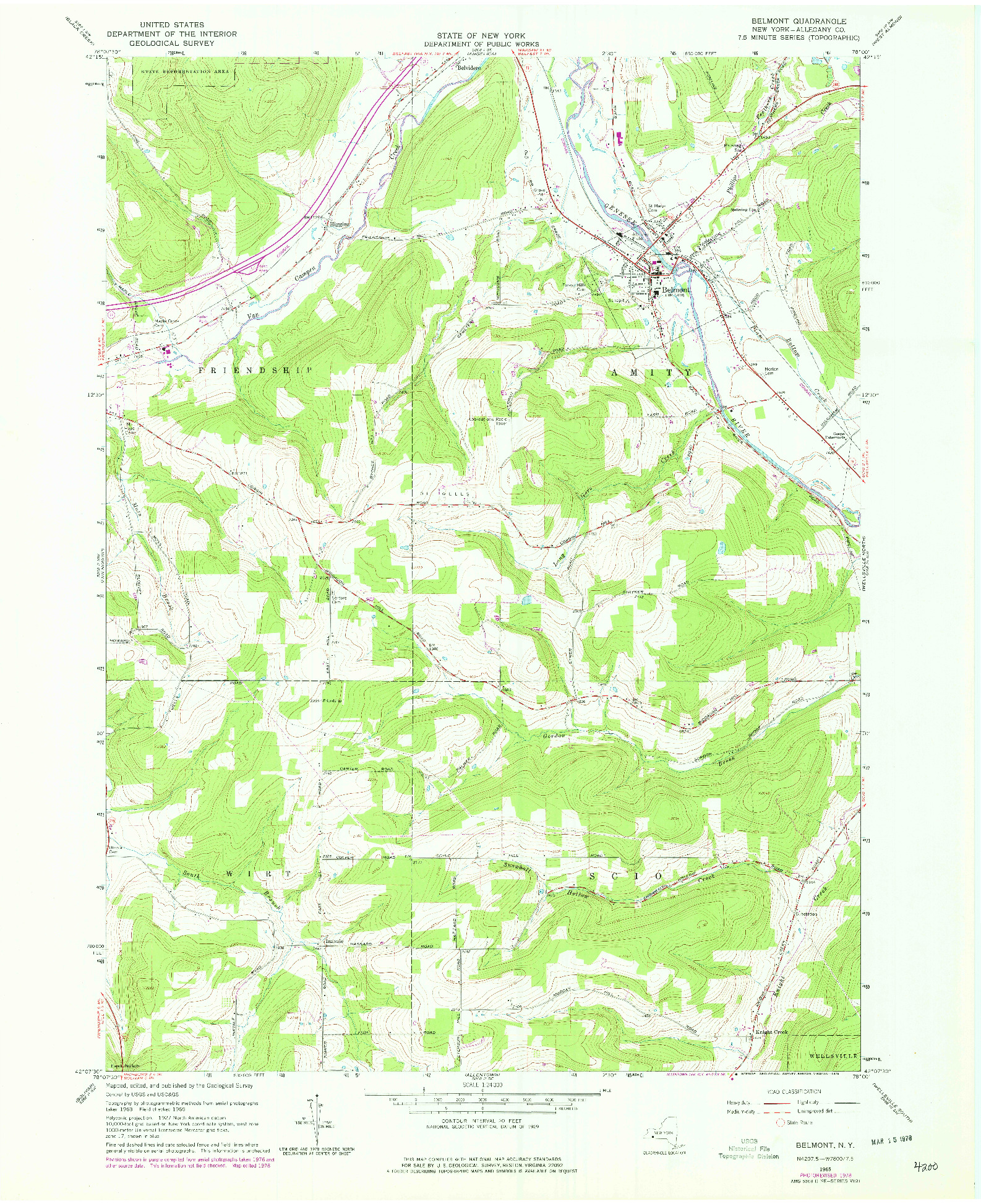 USGS 1:24000-SCALE QUADRANGLE FOR BELMONT, NY 1965