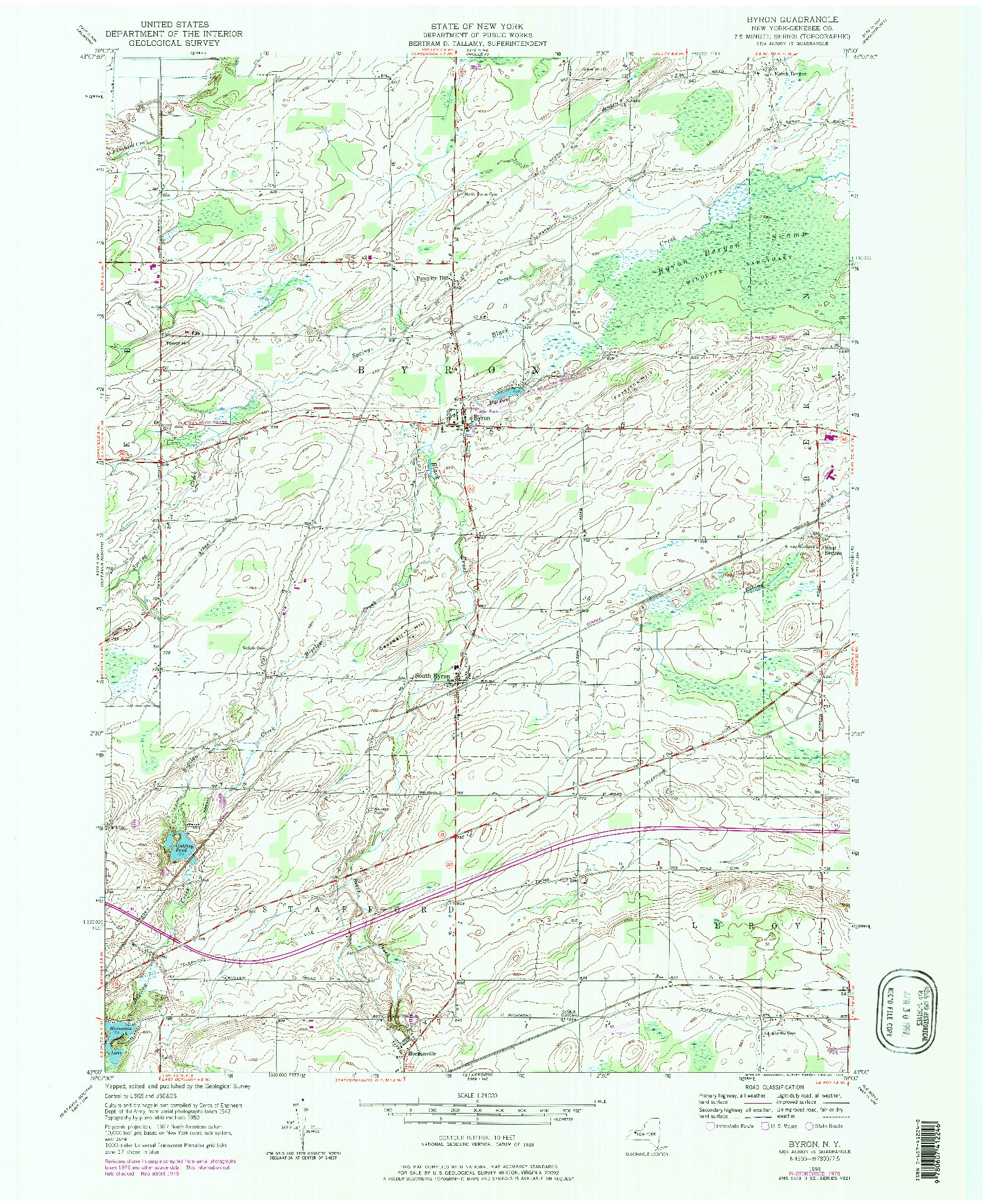 USGS 1:24000-SCALE QUADRANGLE FOR BYRON, NY 1950