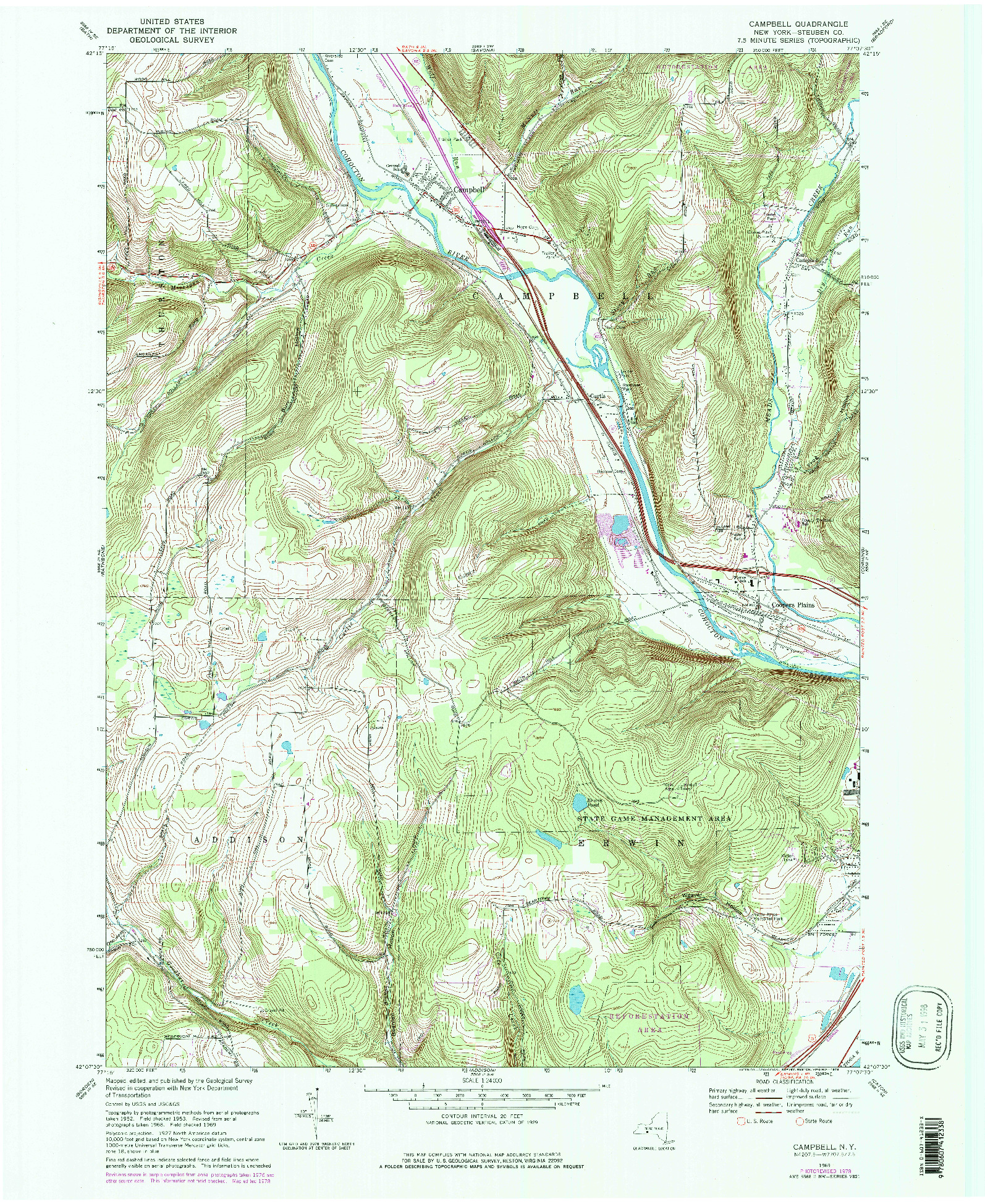 USGS 1:24000-SCALE QUADRANGLE FOR CAMPBELL, NY 1969