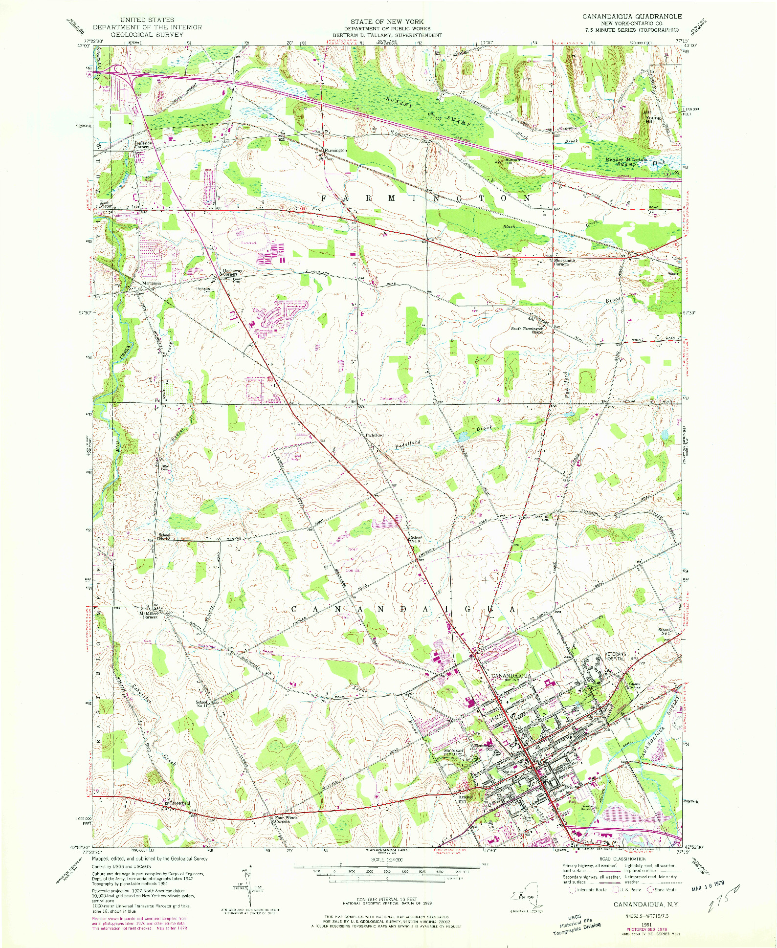 USGS 1:24000-SCALE QUADRANGLE FOR CANANDAIGUA, NY 1951