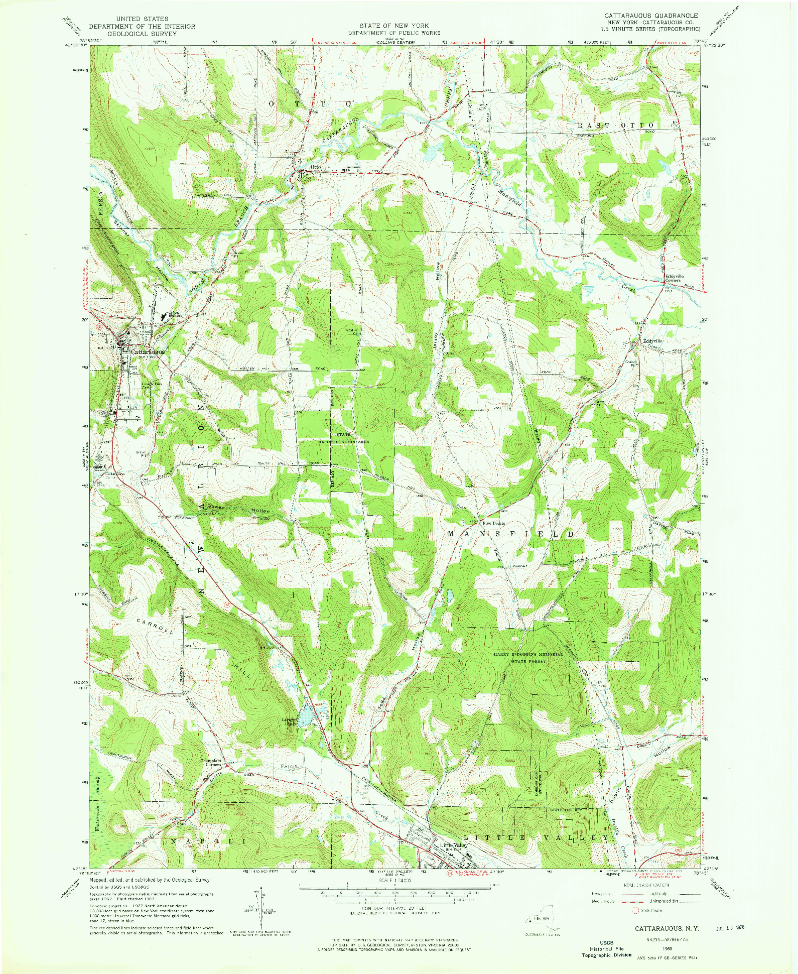 USGS 1:24000-SCALE QUADRANGLE FOR CATTARAUGUS, NY 1963