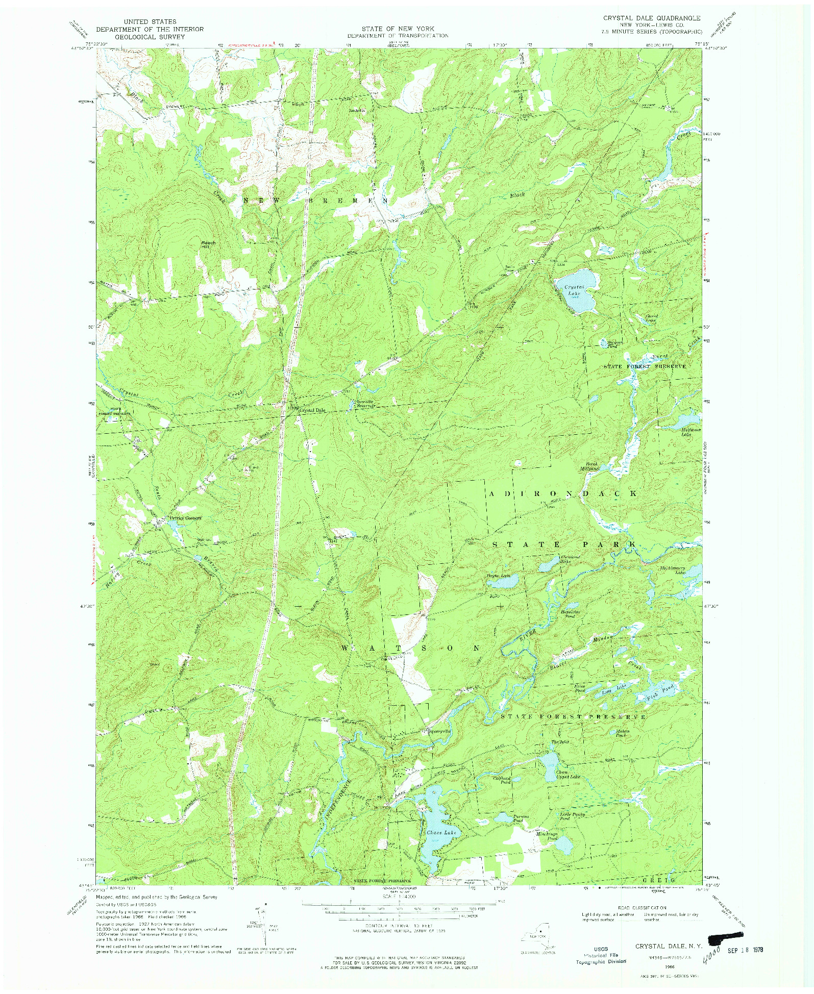 USGS 1:24000-SCALE QUADRANGLE FOR CRYSTAL DALE, NY 1966
