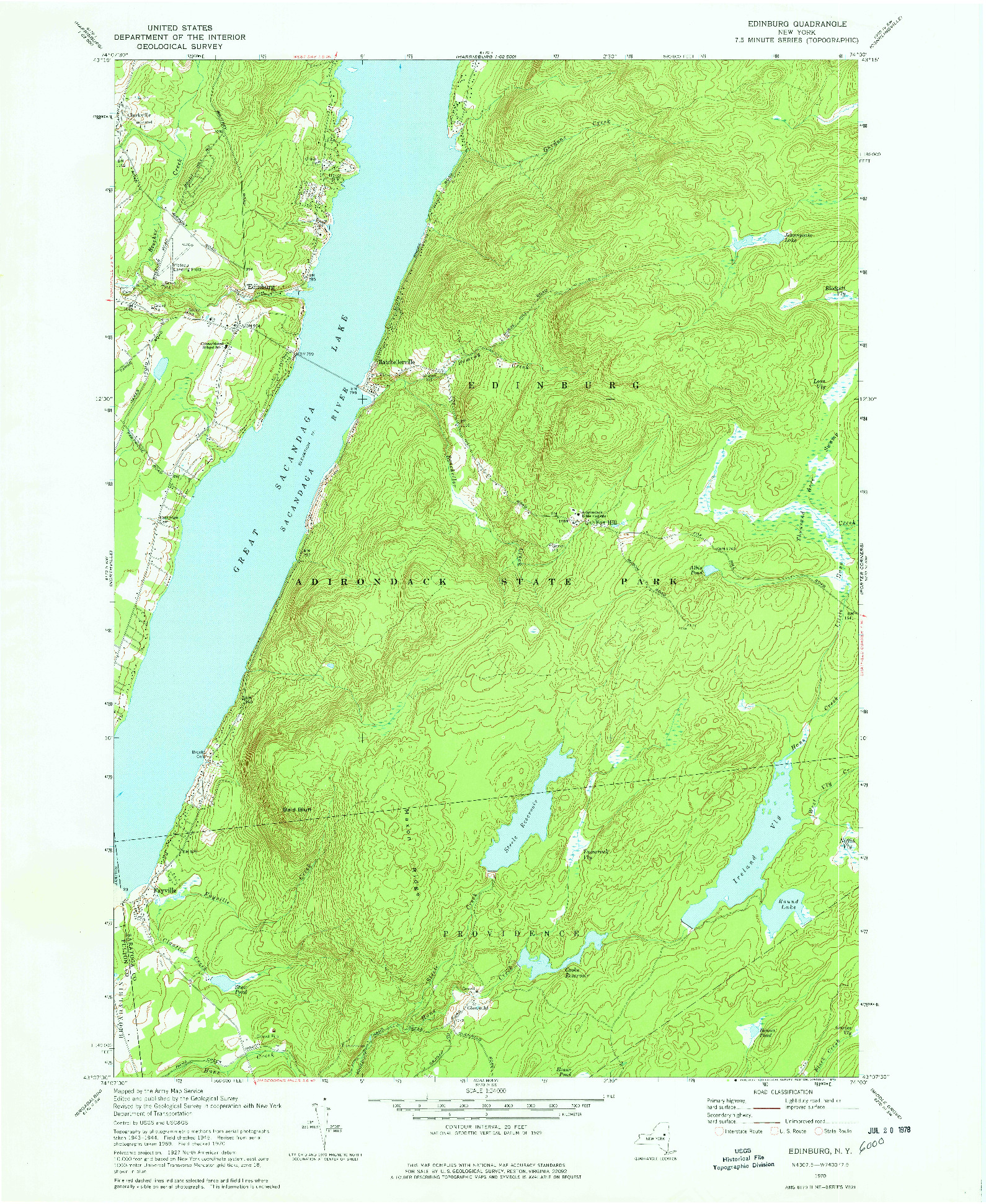 USGS 1:24000-SCALE QUADRANGLE FOR EDINBURG, NY 1970