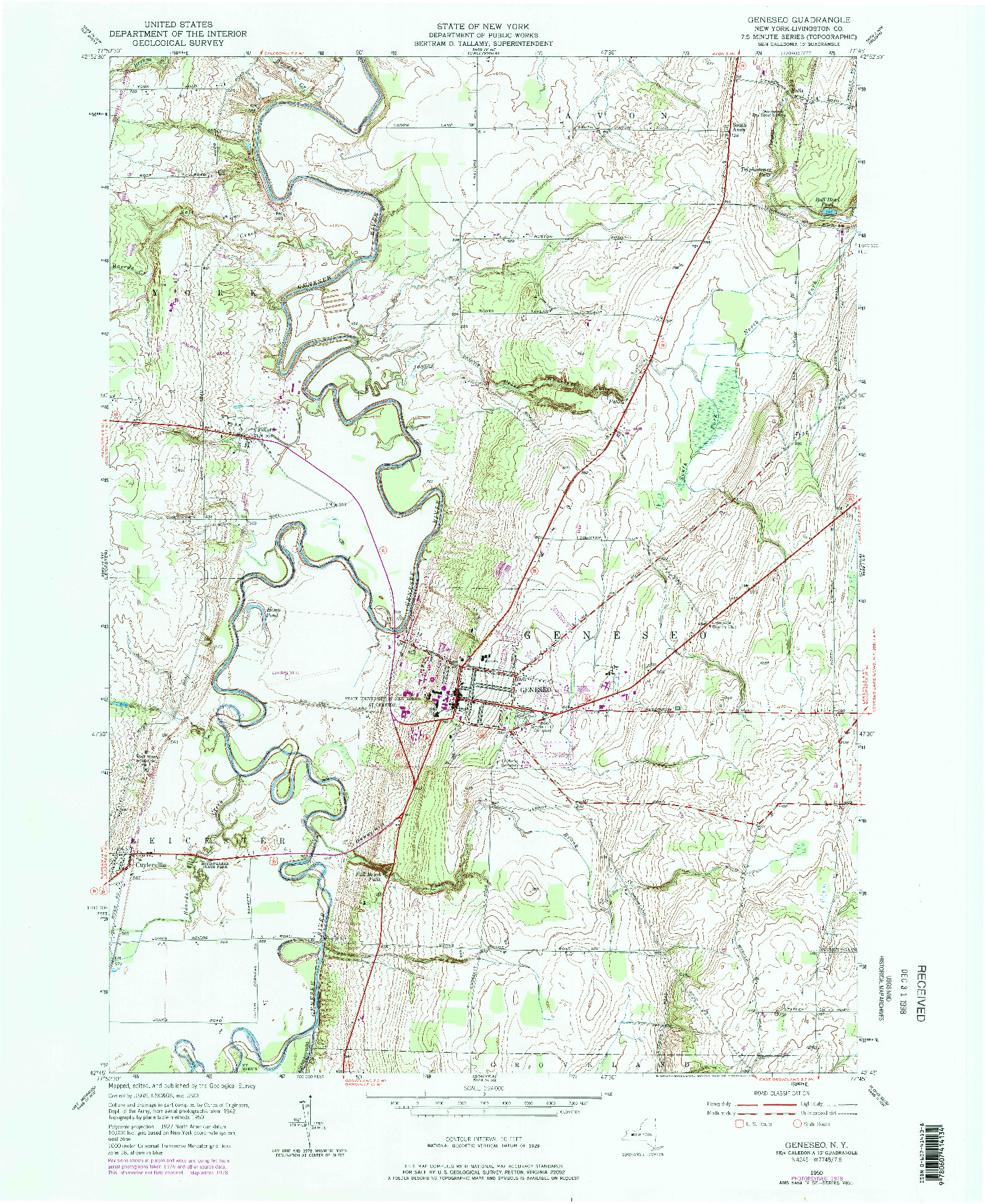 USGS 1:24000-SCALE QUADRANGLE FOR GENESEO, NY 1950