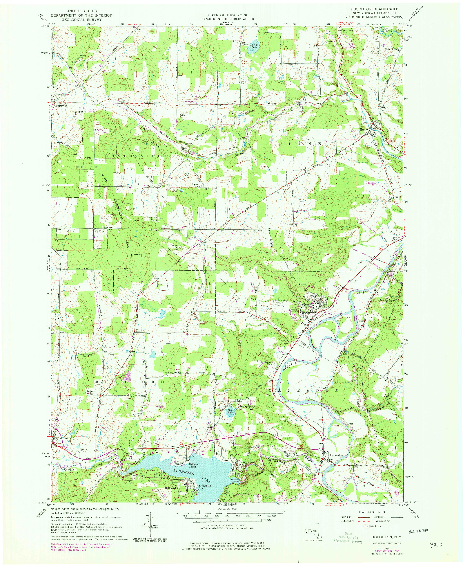 USGS 1:24000-SCALE QUADRANGLE FOR HOUGHTON, NY 1978