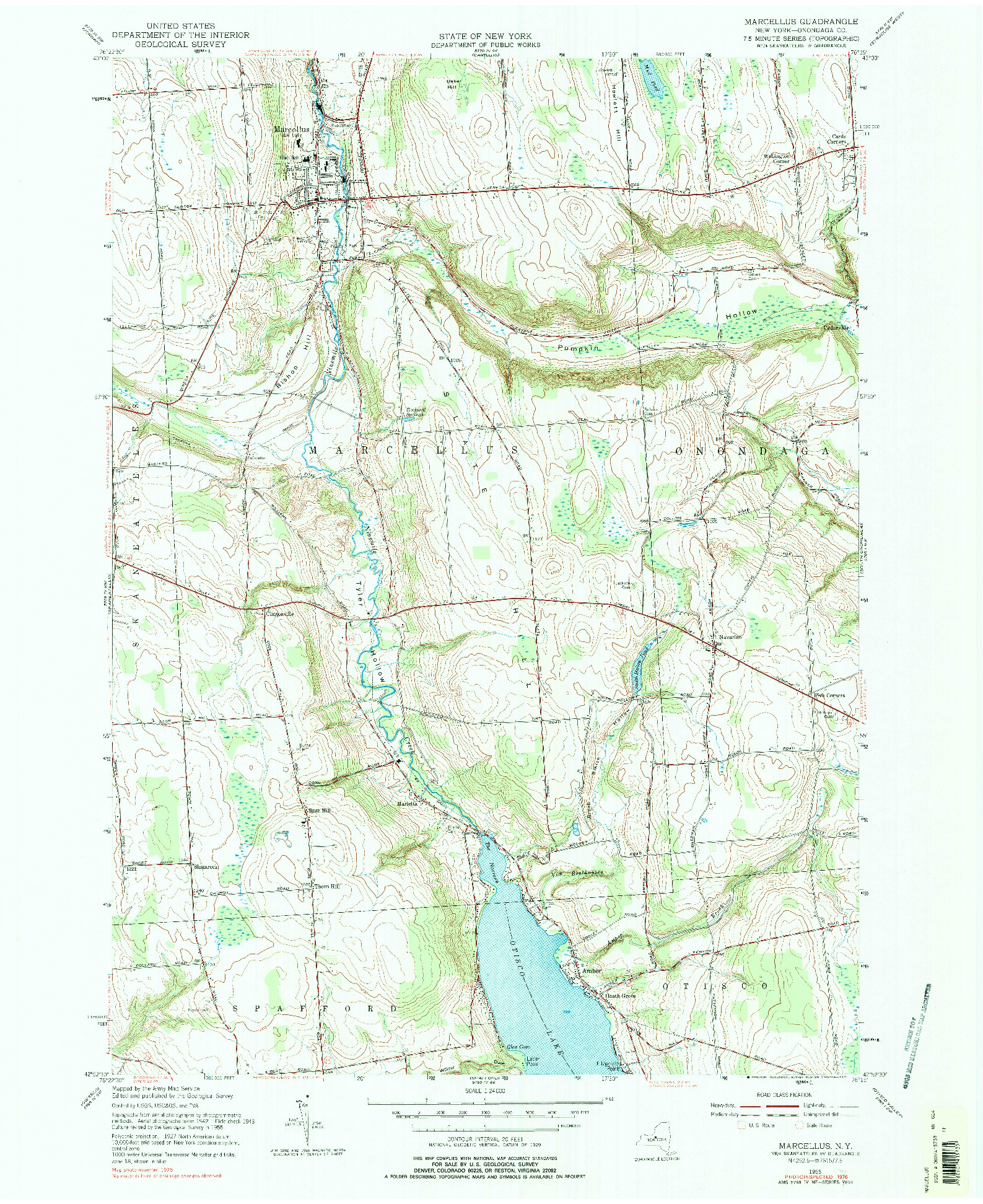 USGS 1:24000-SCALE QUADRANGLE FOR MARCELLUS, NY 1955